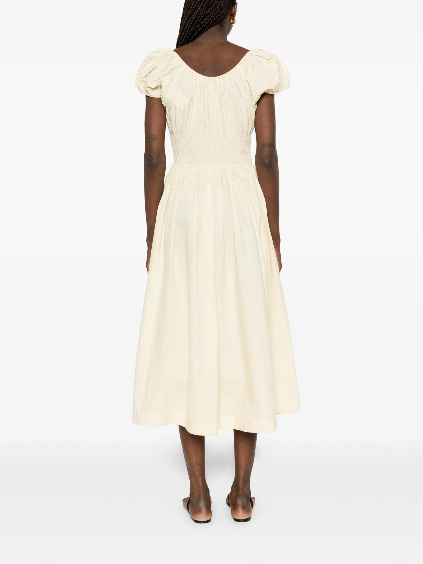 Quinn puff-sleeves midi dress