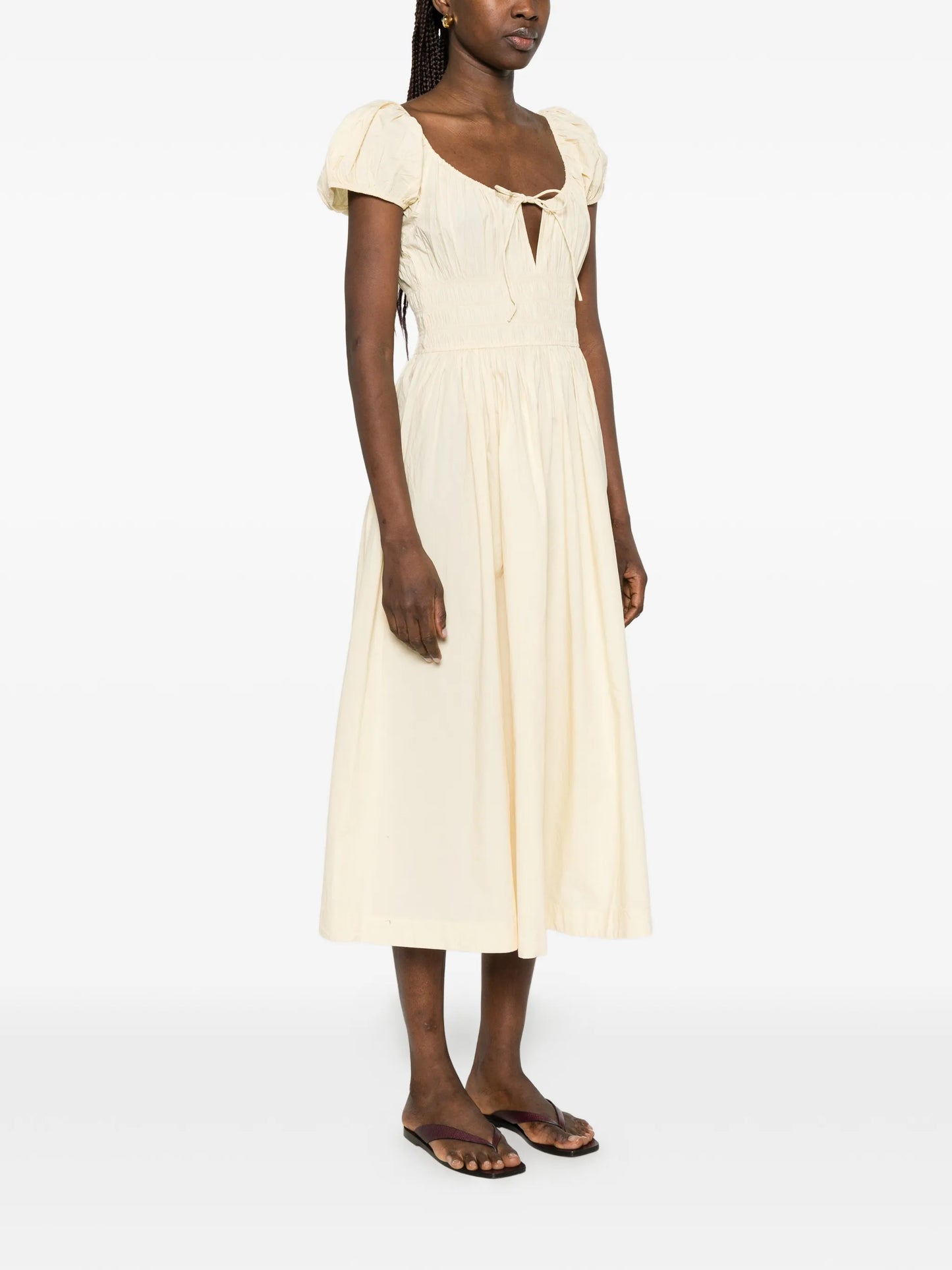 Quinn puff-sleeves midi dress