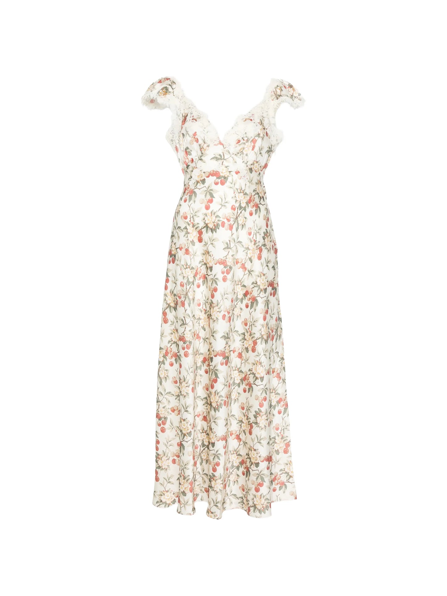 Fiona lace-trim floral-print midi dress