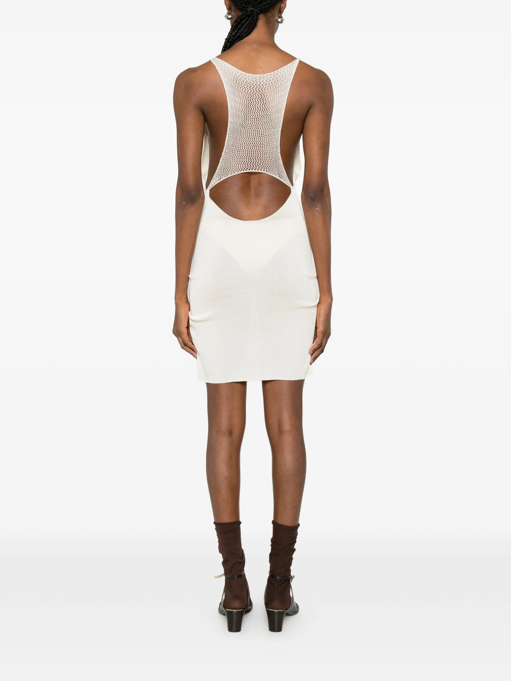 cowl-neck mini dress