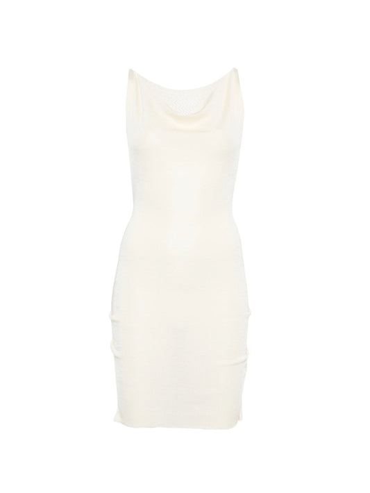 cowl-neck mini dress