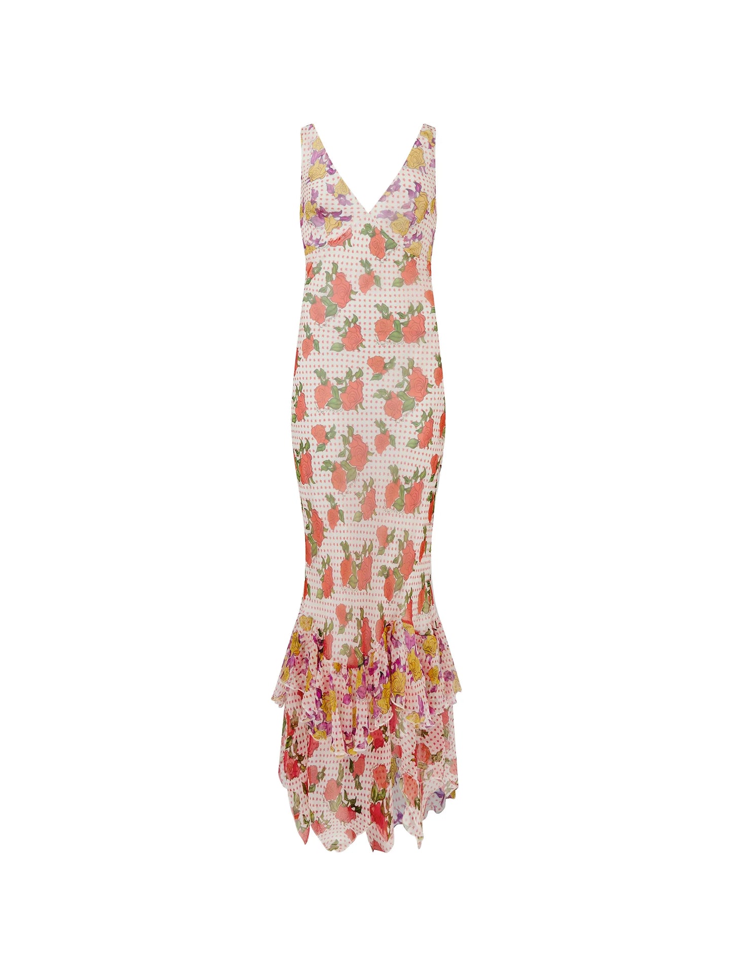 floral-print ruffled maxi dress