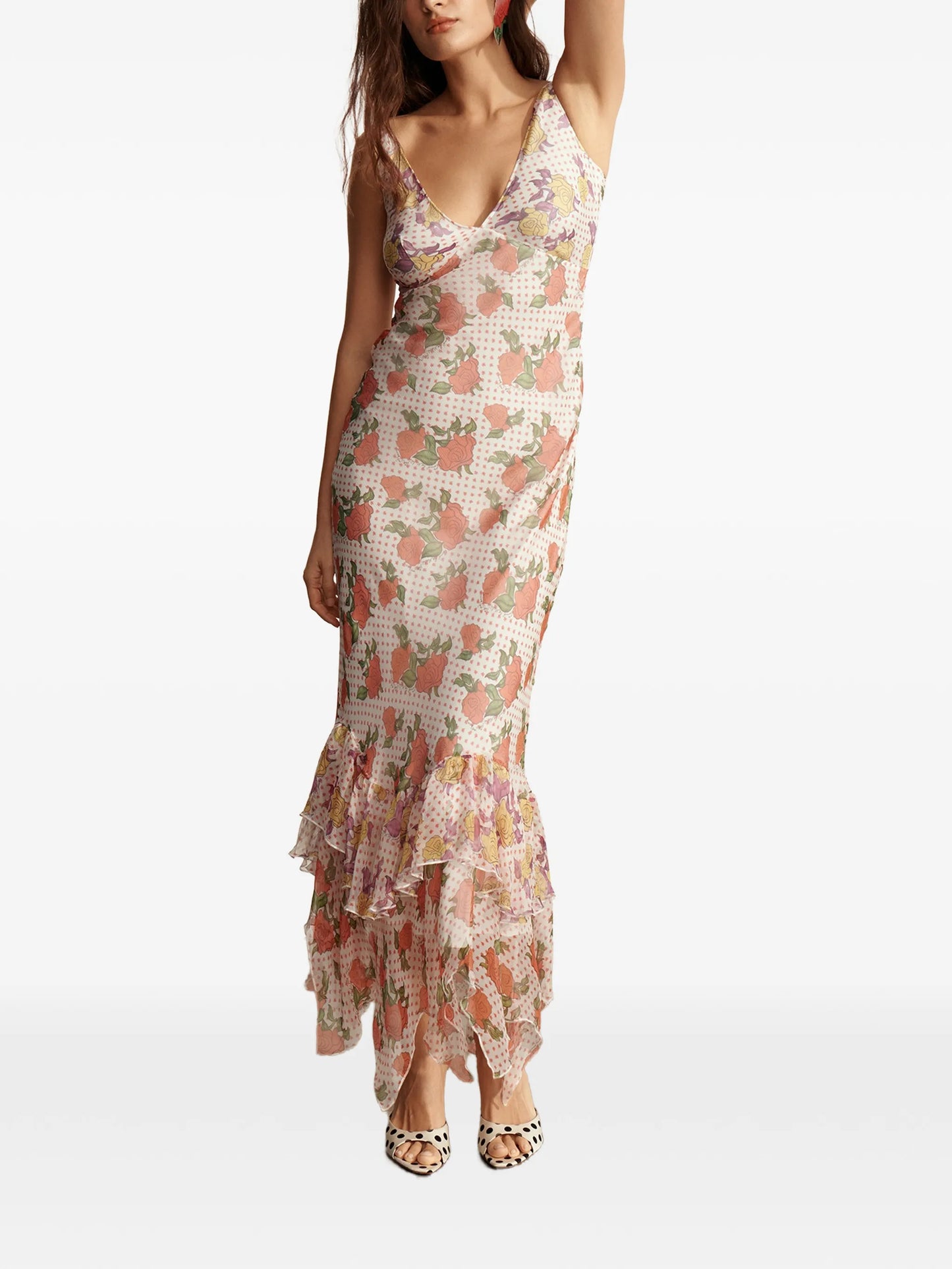floral-print ruffled maxi dress