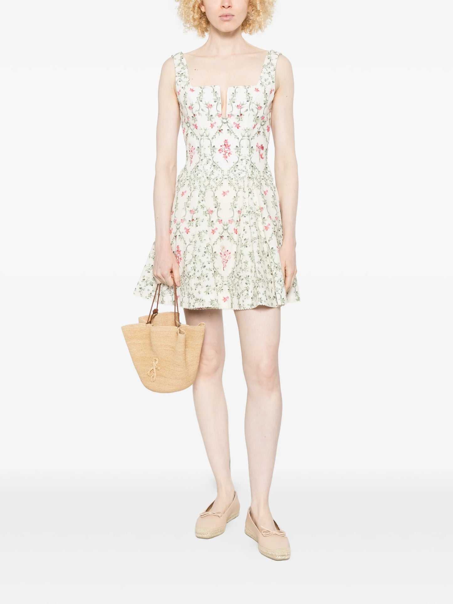 floral-print mini dress