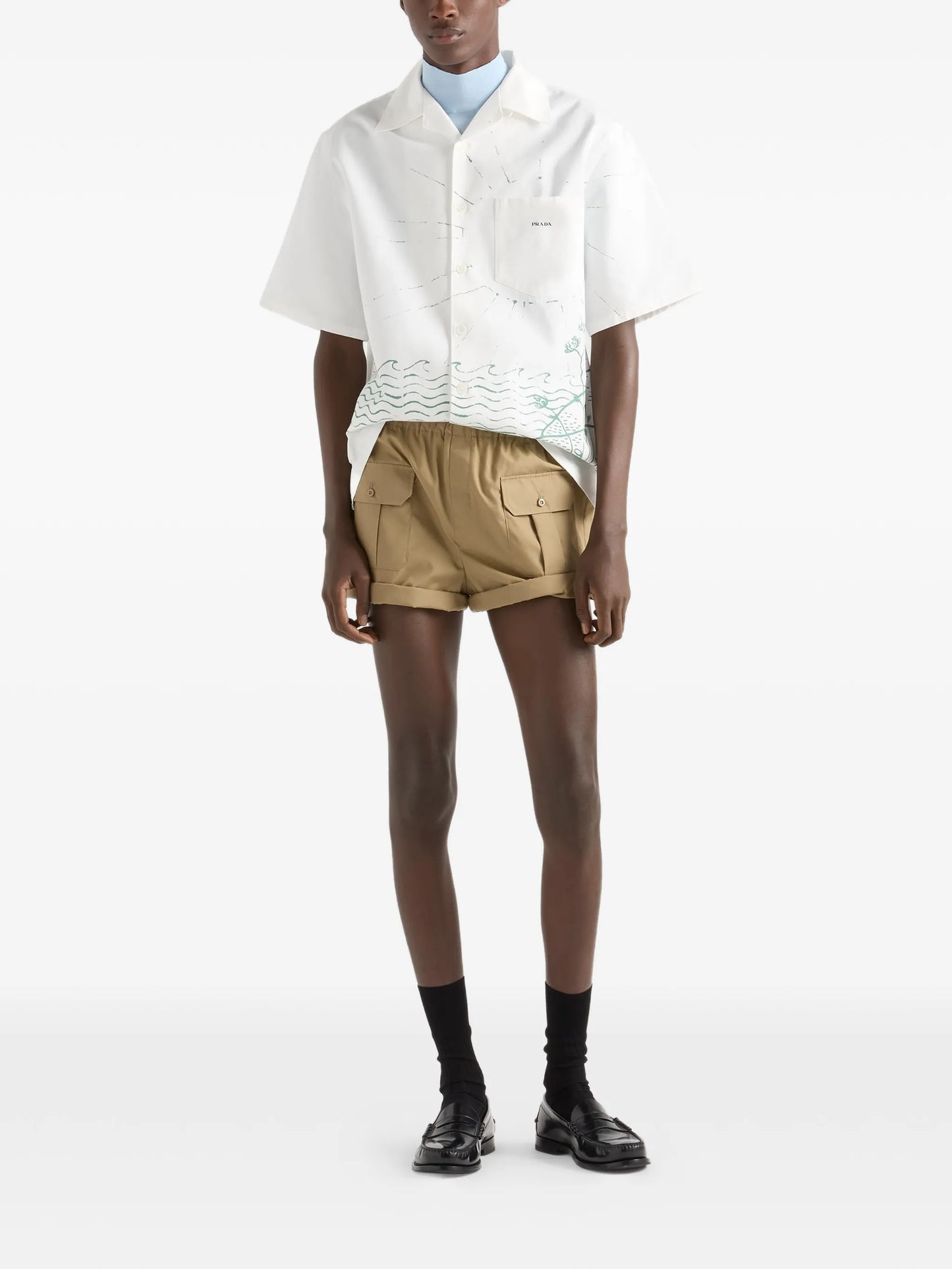 wave-print oversized shirt