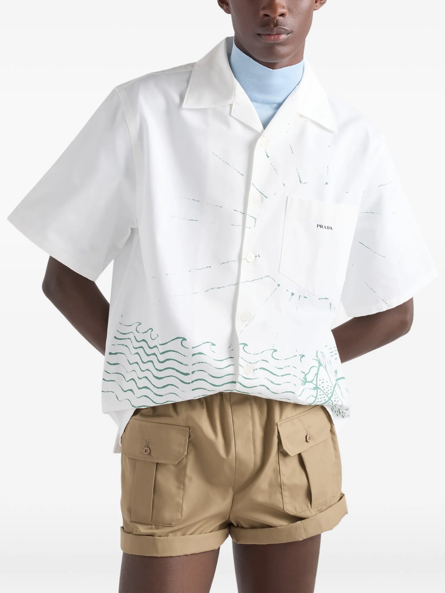 wave-print oversized shirt