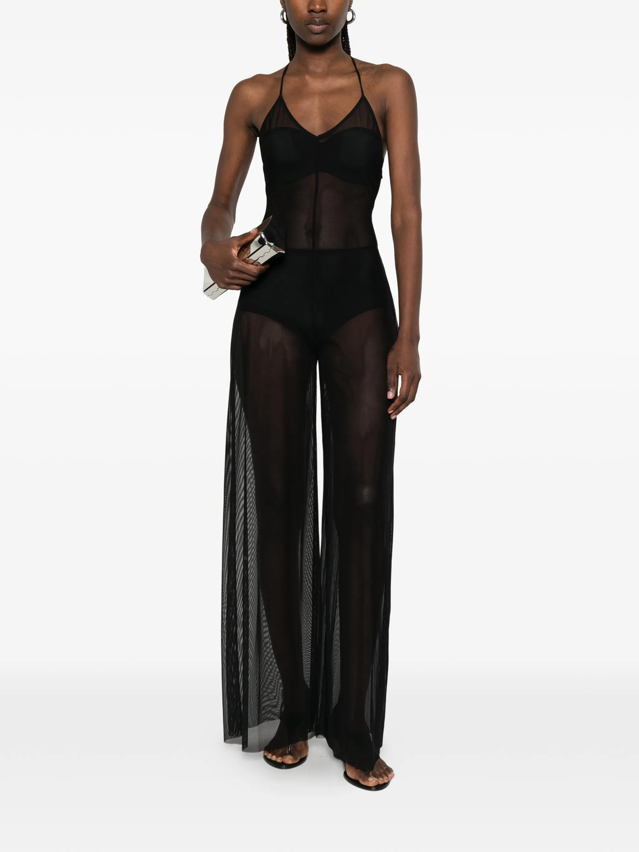 Fara sheer low-back jumpsuit