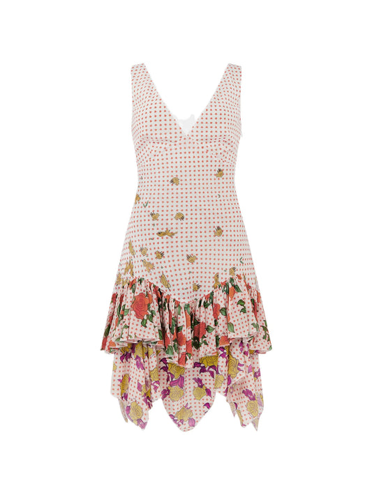 floral-print ruffled mini dress