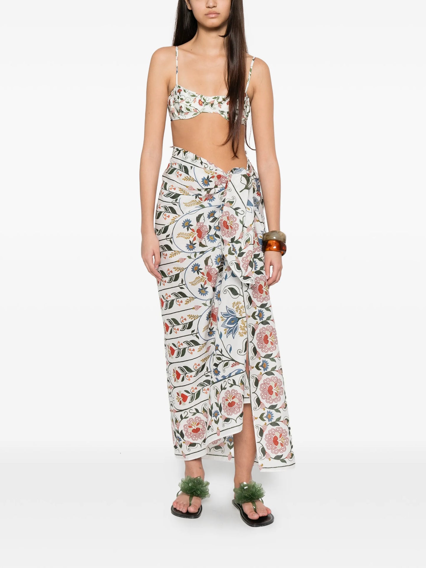 floral-print sarong
