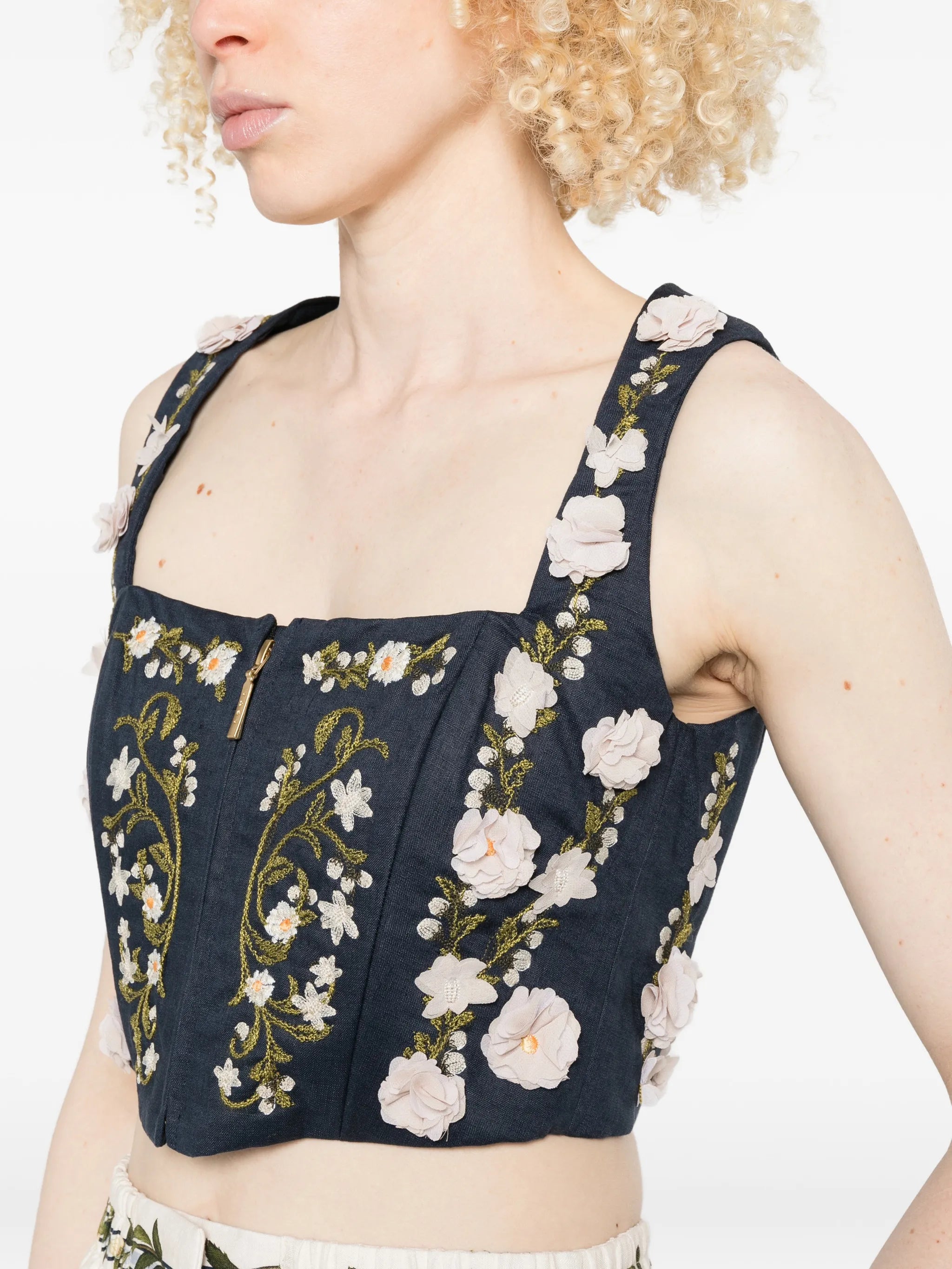 floral-embellished top