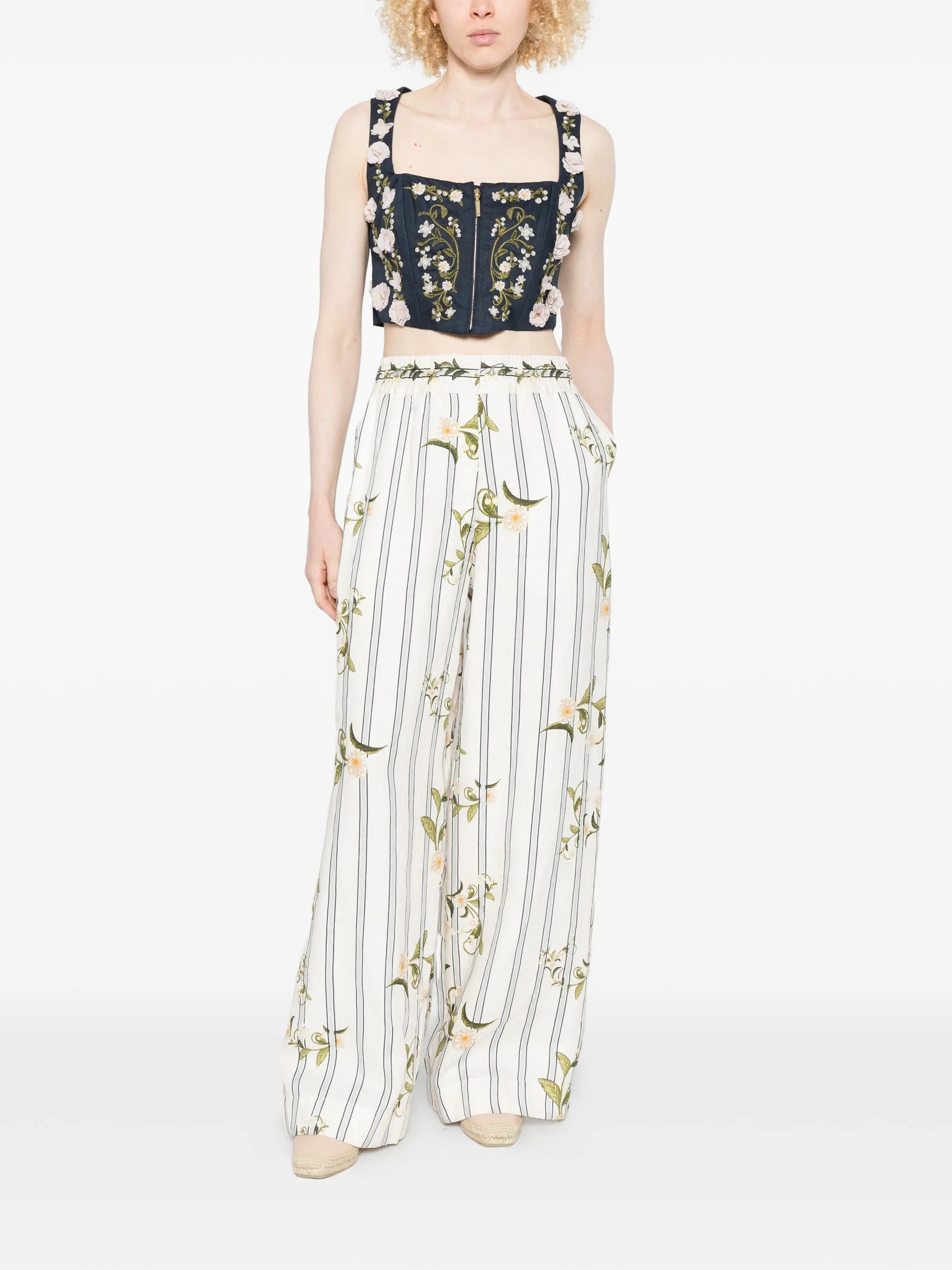 floral-embellished top