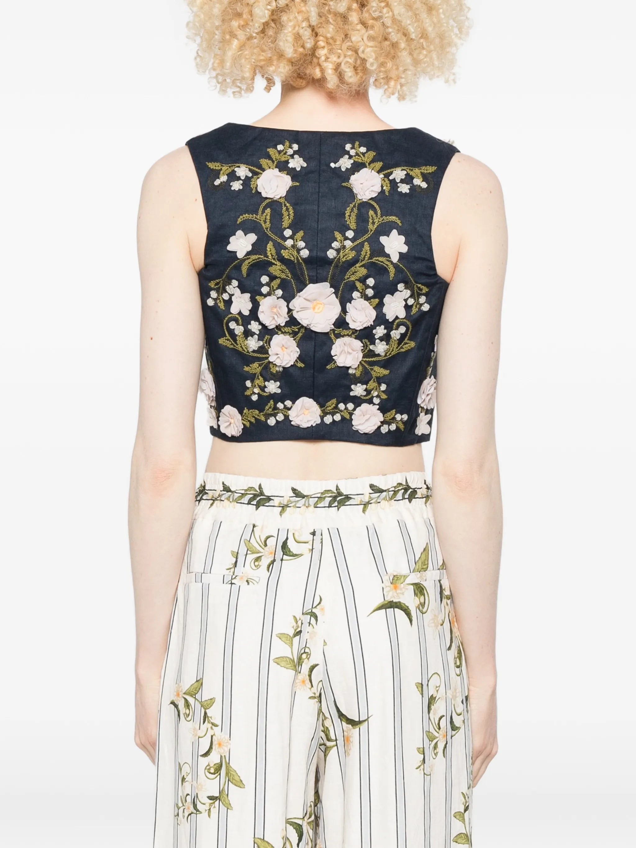 floral-embellished top