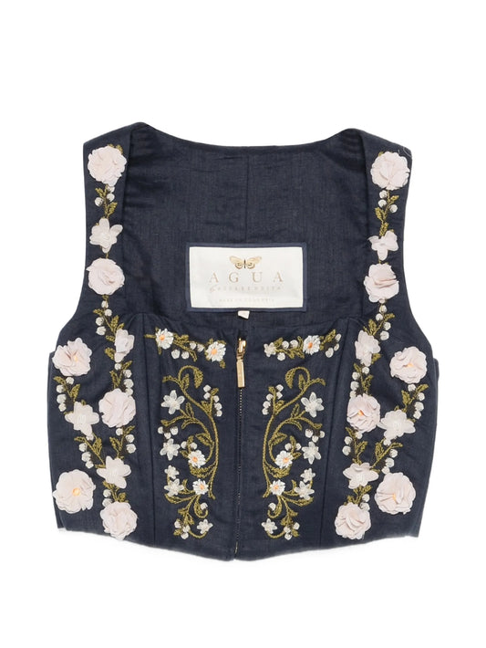 Cornalina Valle embroidered floral-applique top