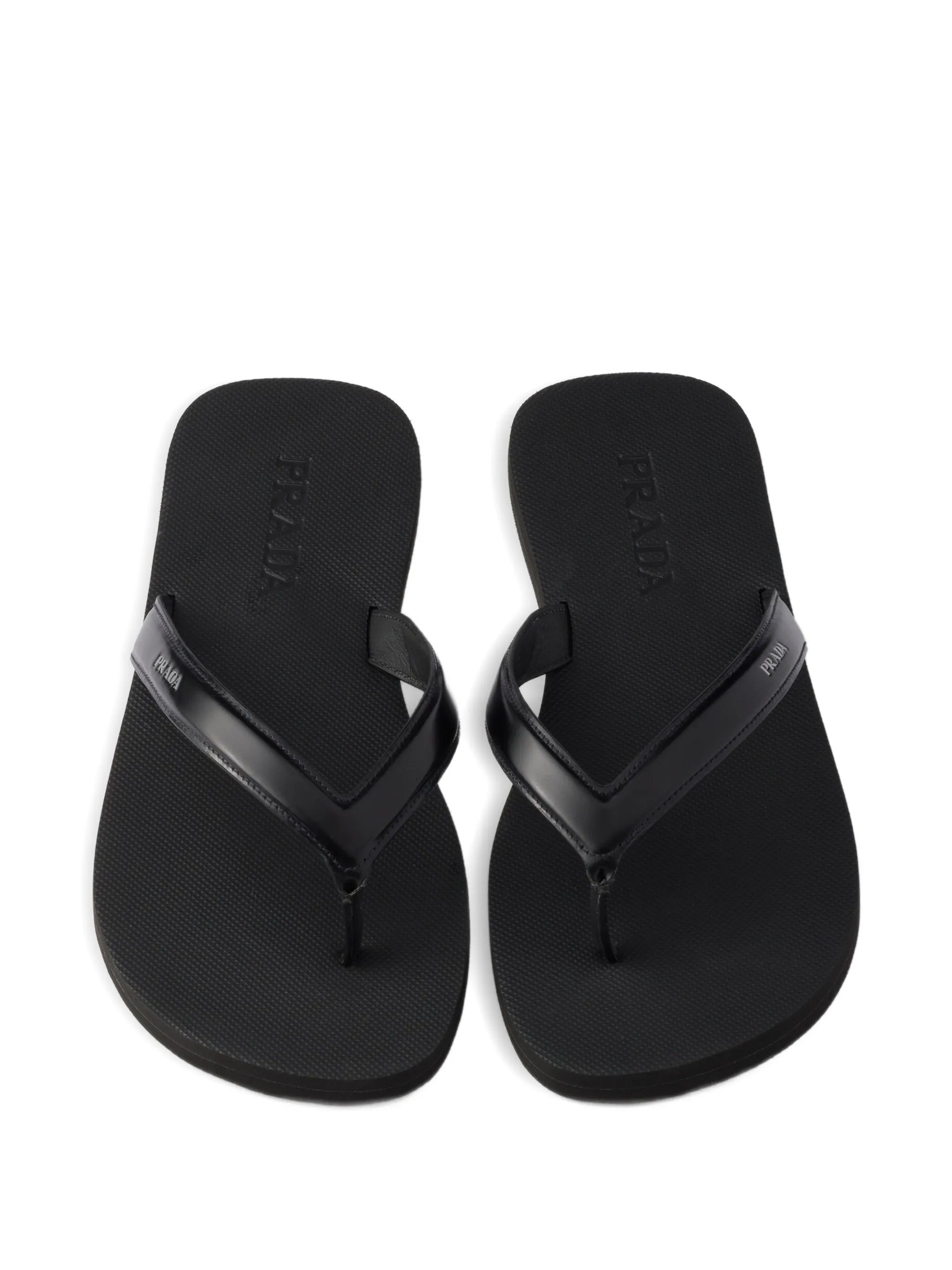 logo-embossed leather flip-flop sandals