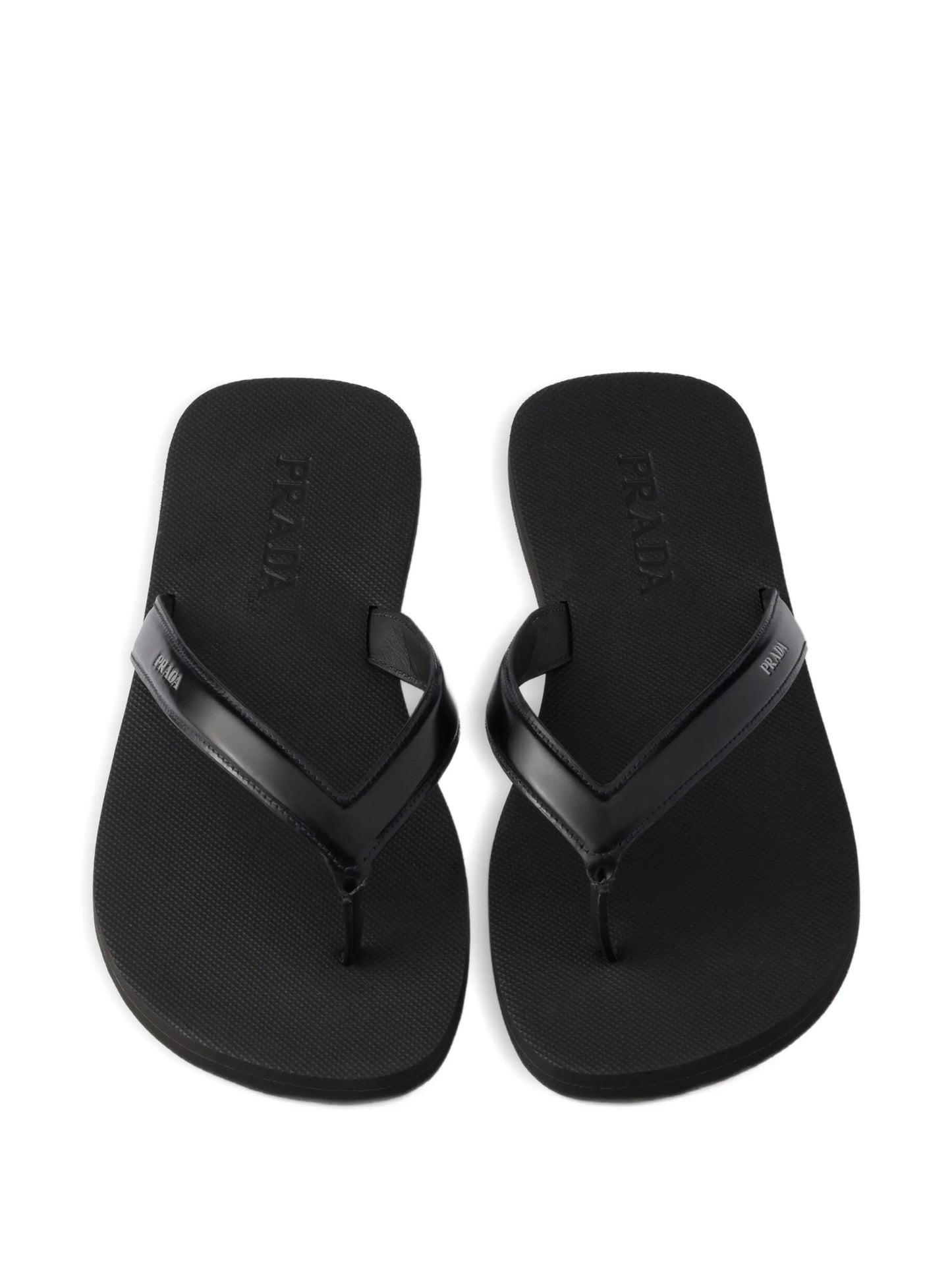 logo-embossed leather flip-flop sandals