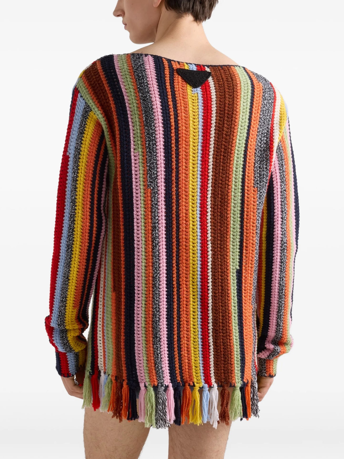 fringed boat-neck sweater
