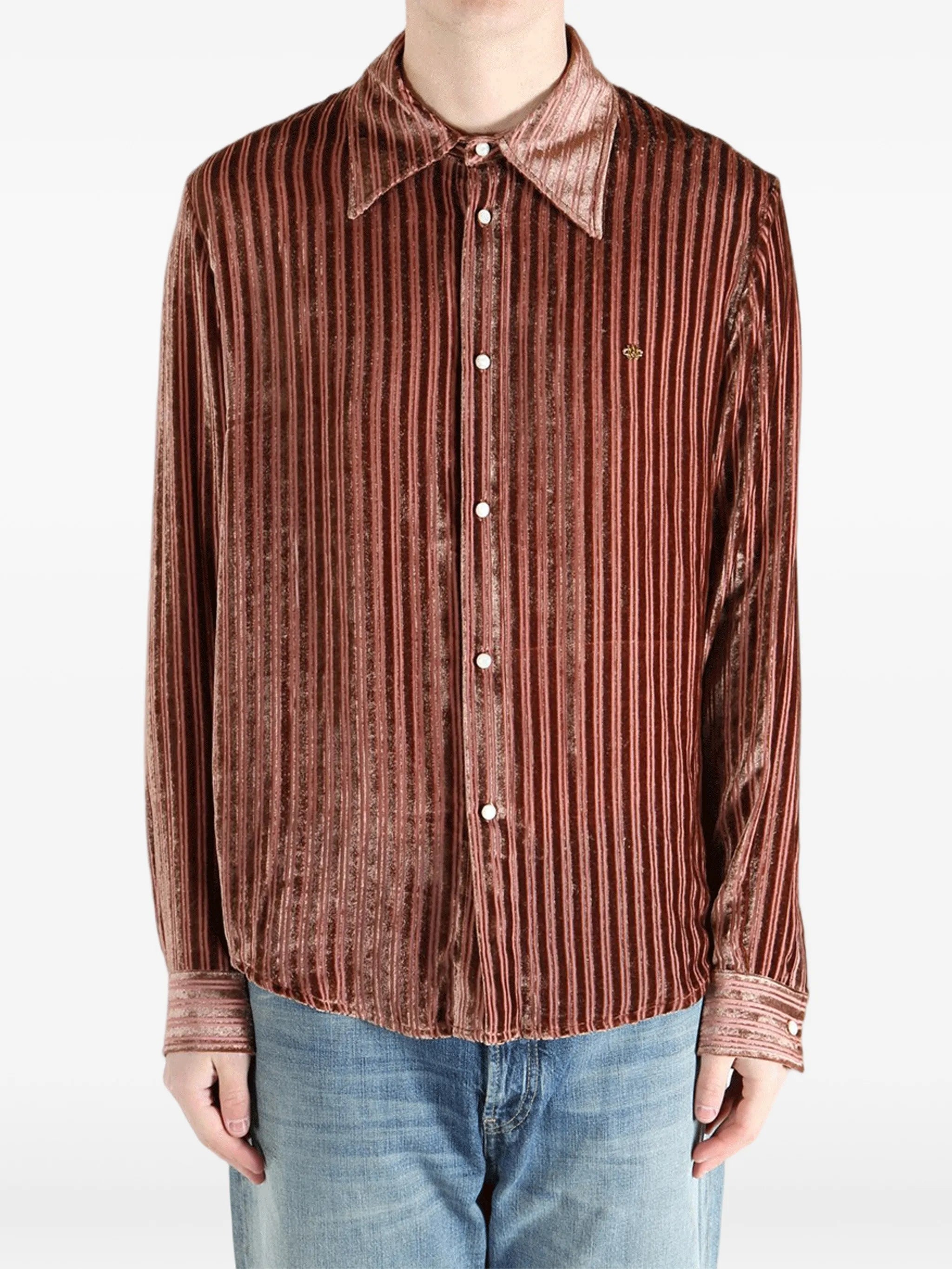 striped-pattern buttoned shirt