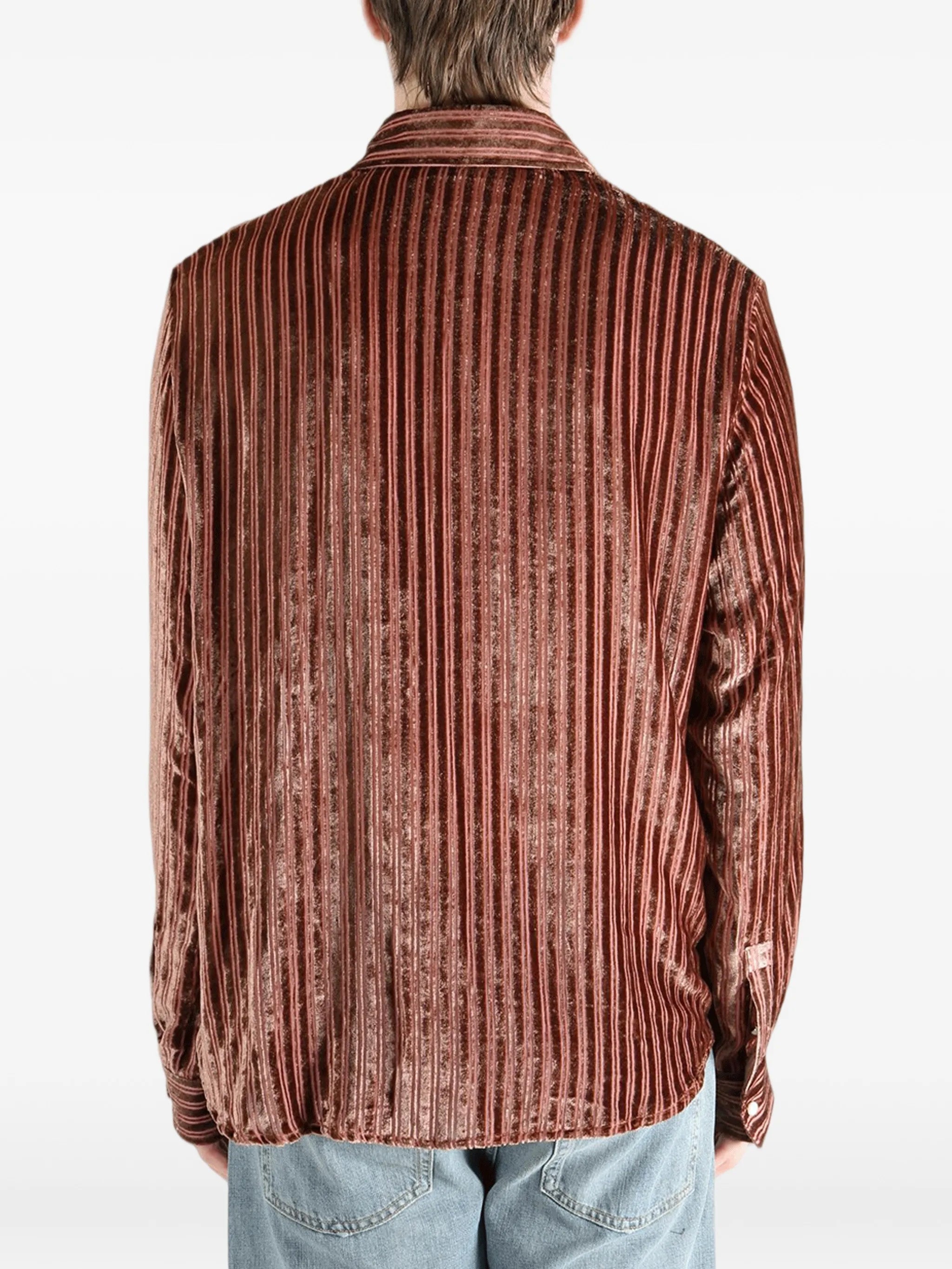 striped-pattern buttoned shirt