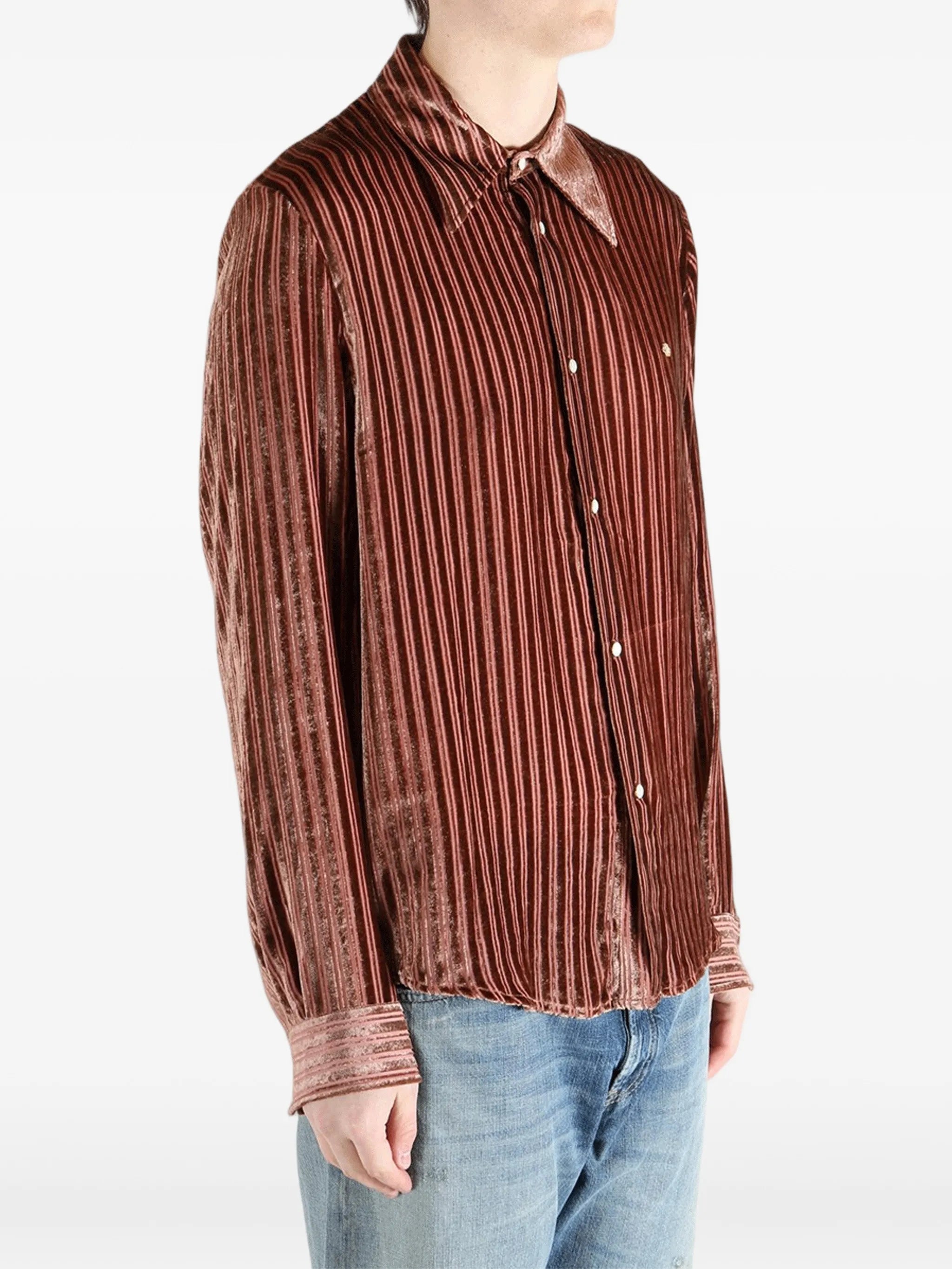striped-pattern buttoned shirt