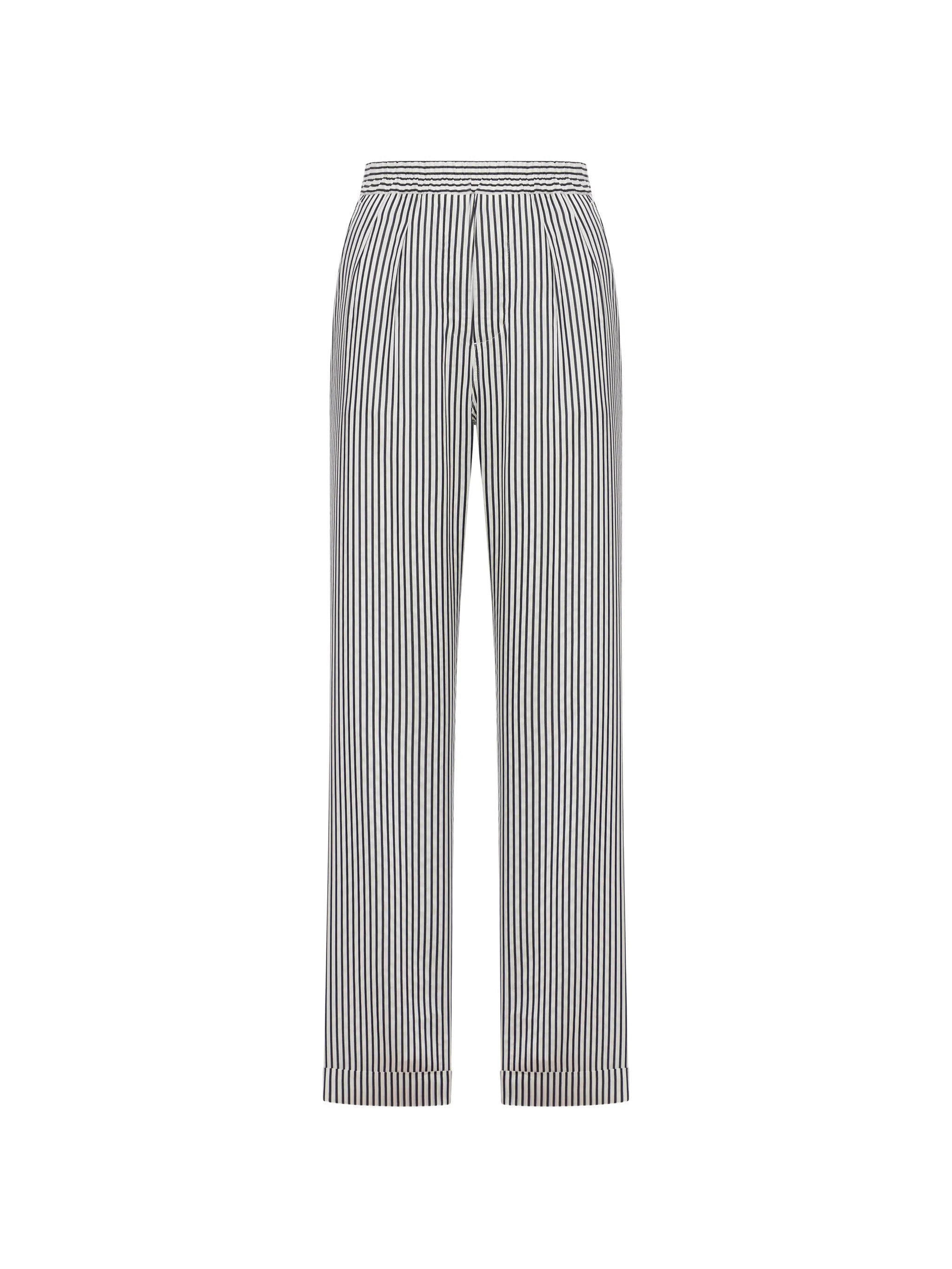 striped silk pajama trousers with piping