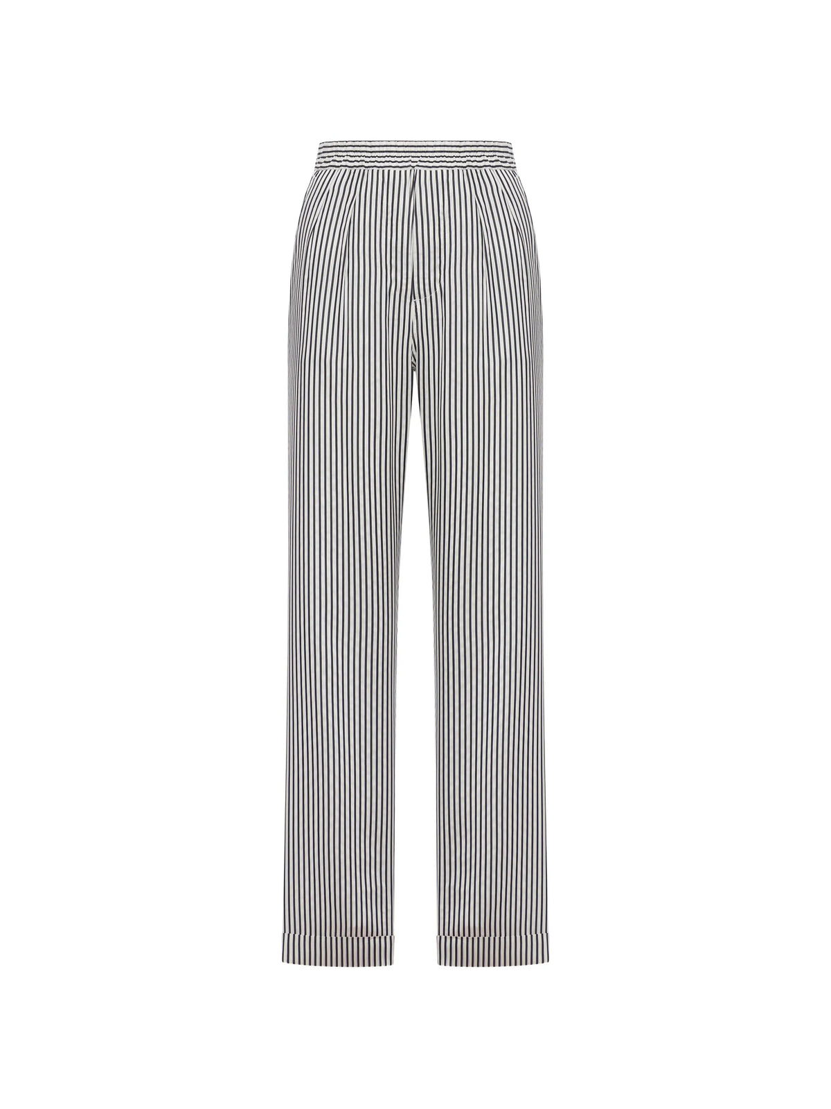striped silk pajama trousers with piping