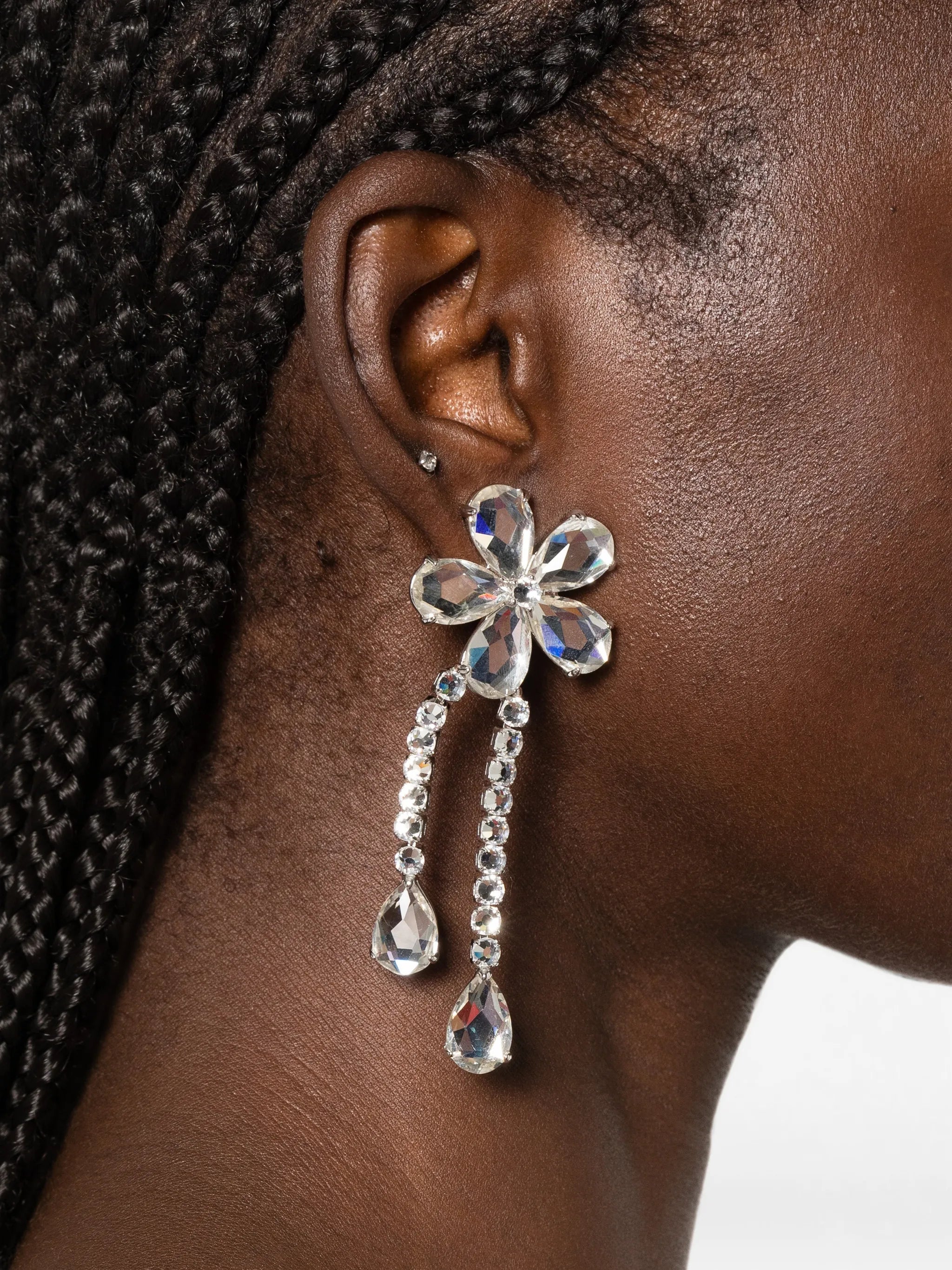 crystal flower droplet earrings