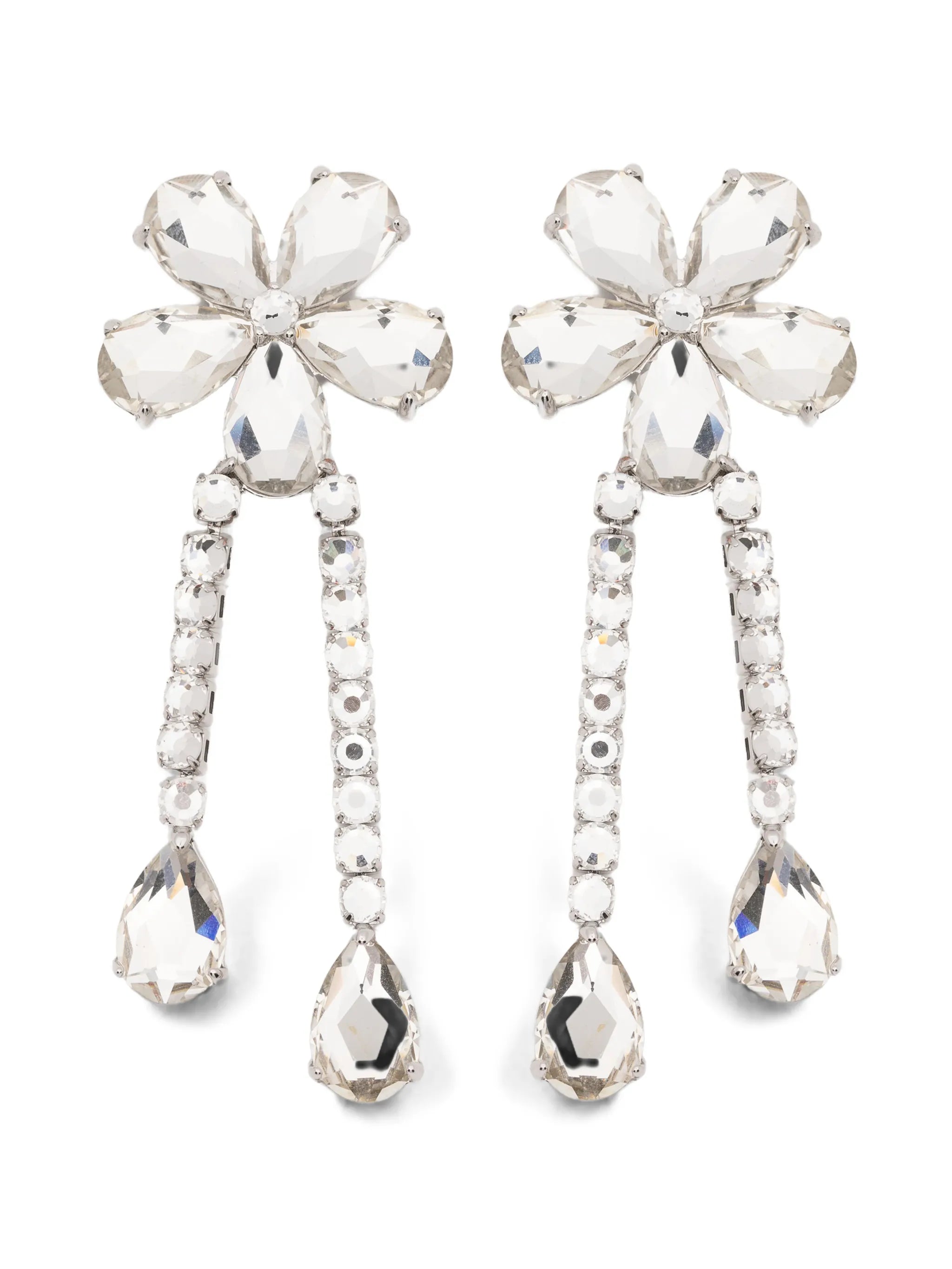 crystal-flower droplet earrings