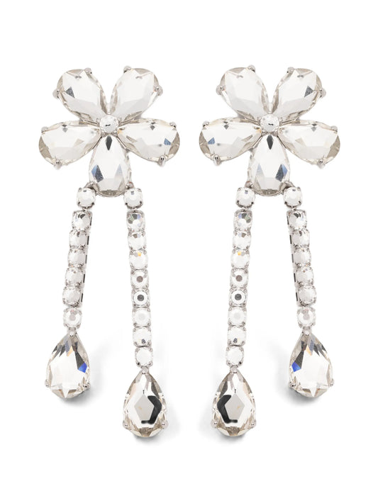 crystal-flower droplet earrings