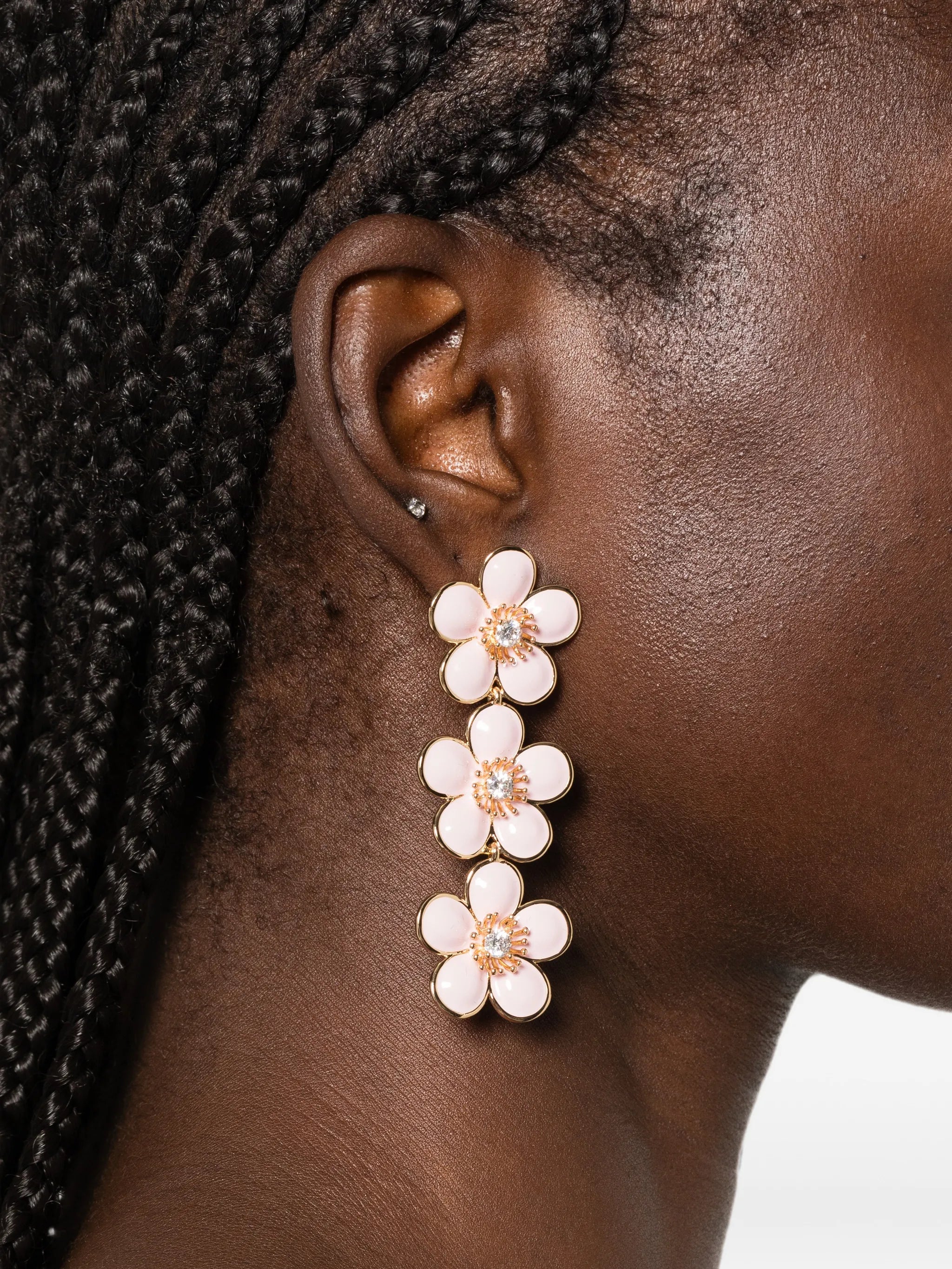 enamel-flower tiered earrings