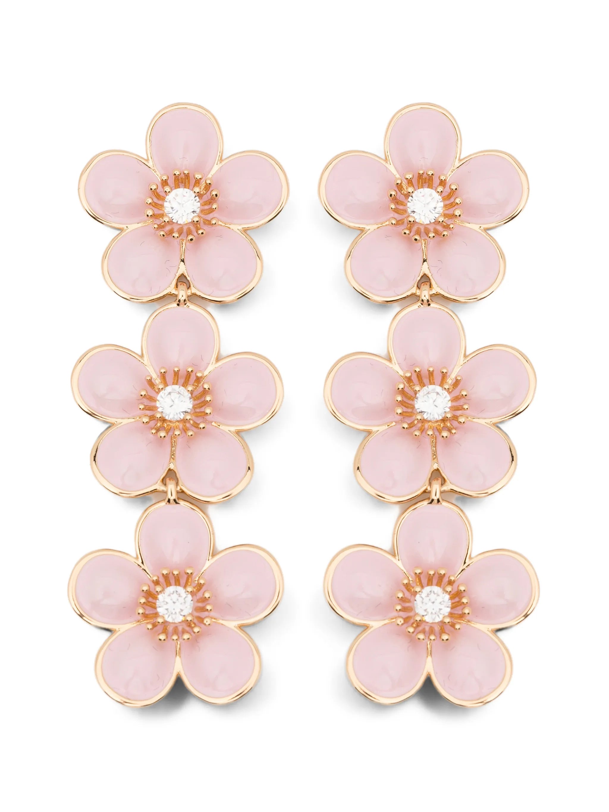 enamel-flower tiered earrings