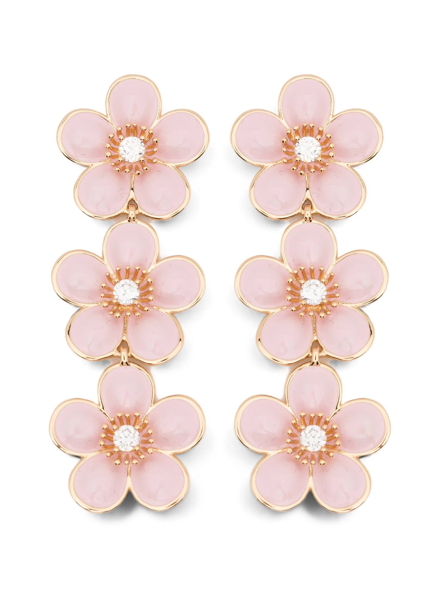 enamel-flower tiered earrings