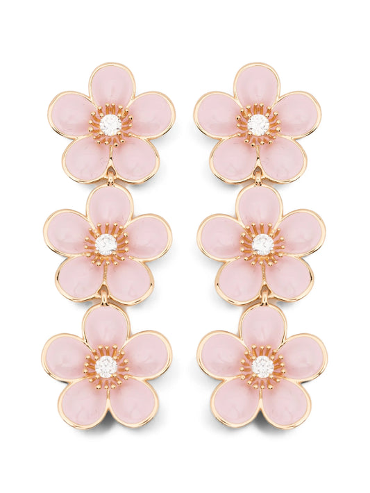 enamel-flower tiered earrings