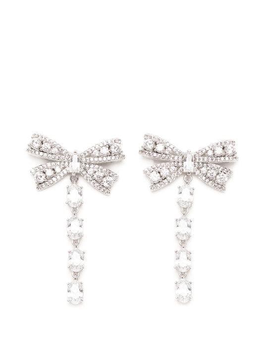 crystal bow droplet earrings
