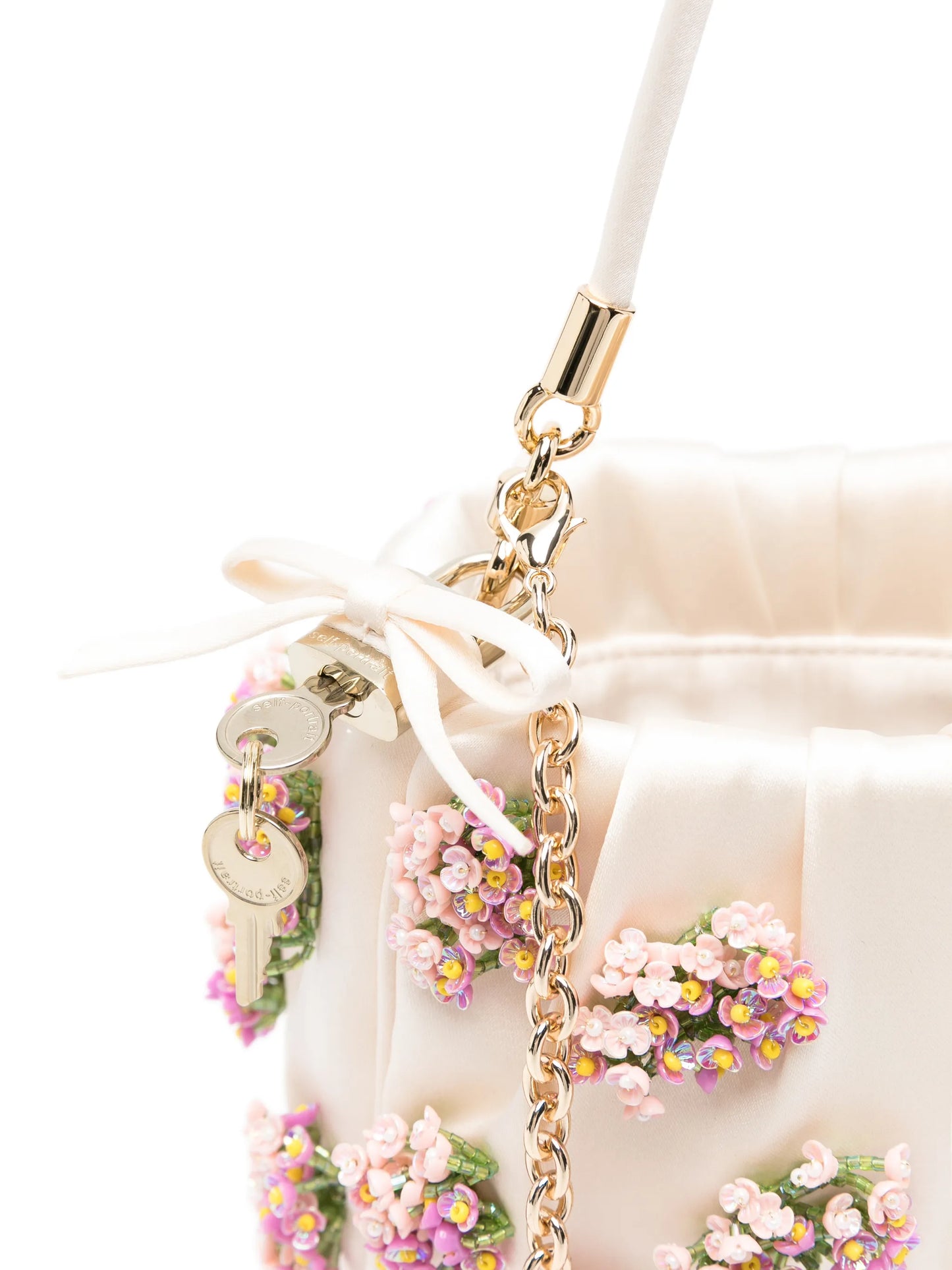 floral-beaded ruched shoulder bag