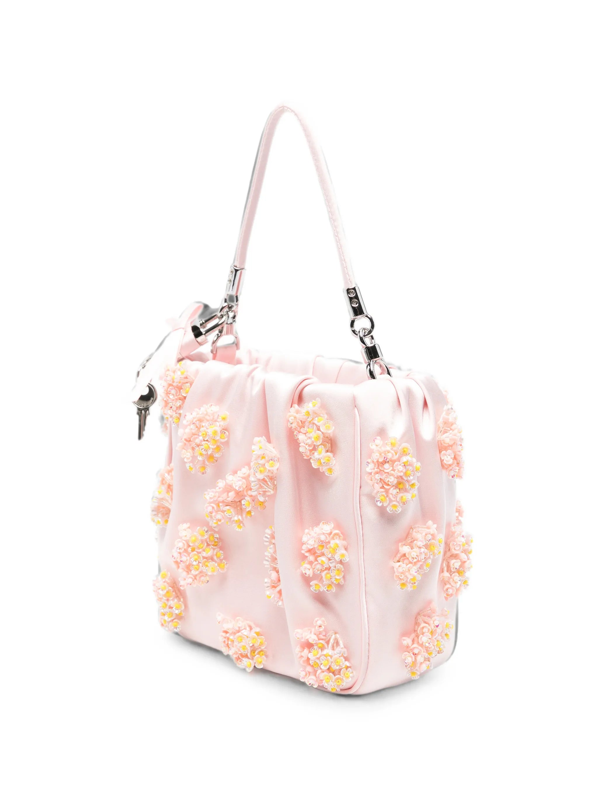 floral-appliqué mini bag