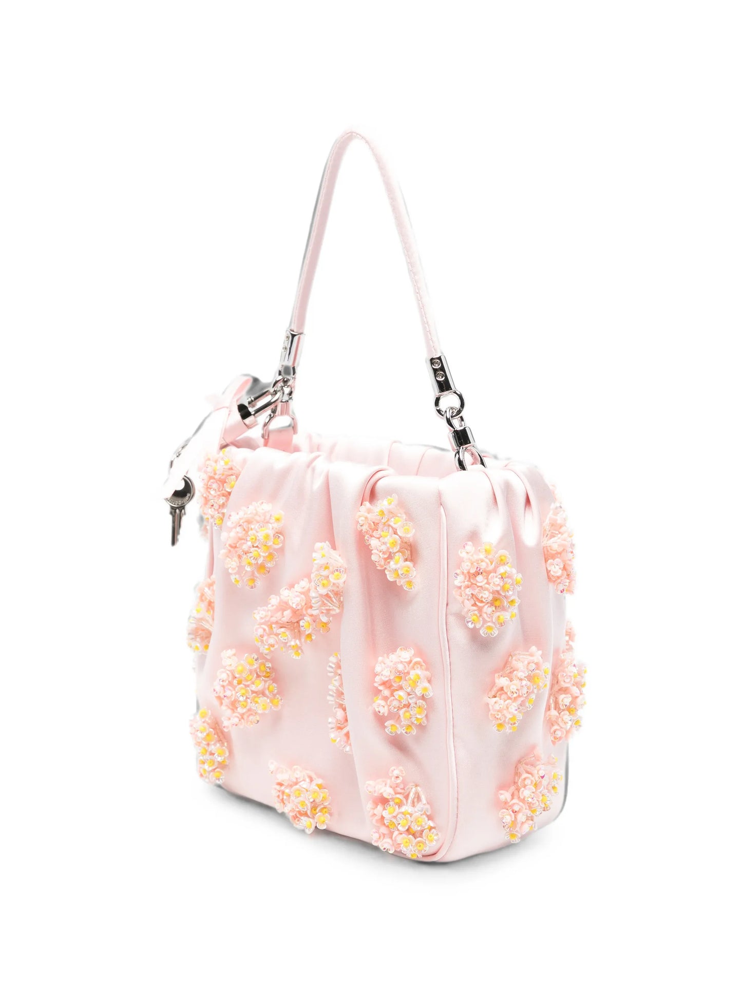 floral-appliqué mini bag