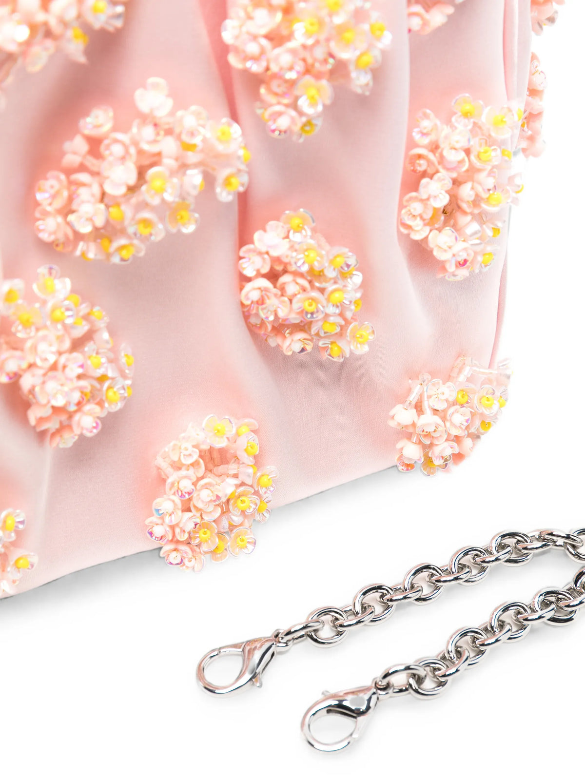 satin floral beaded tote bag