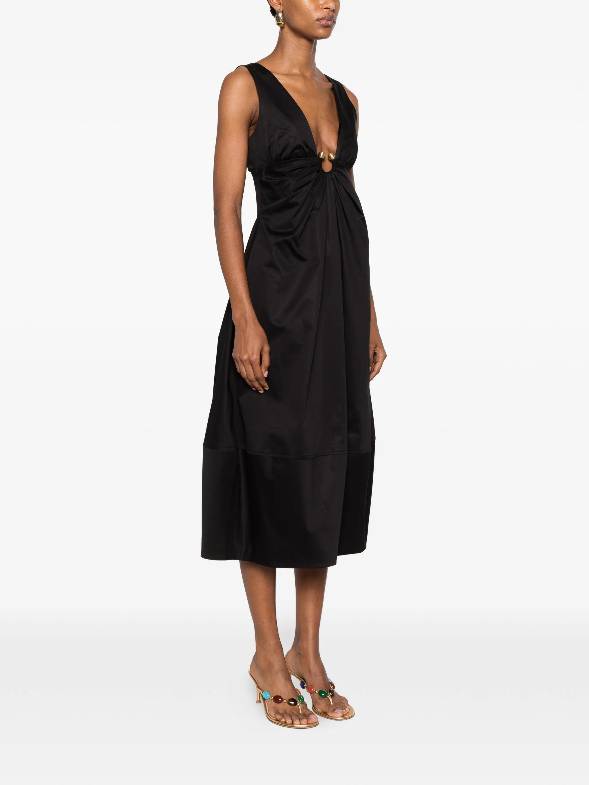 Ebisu ring-detail midi dress