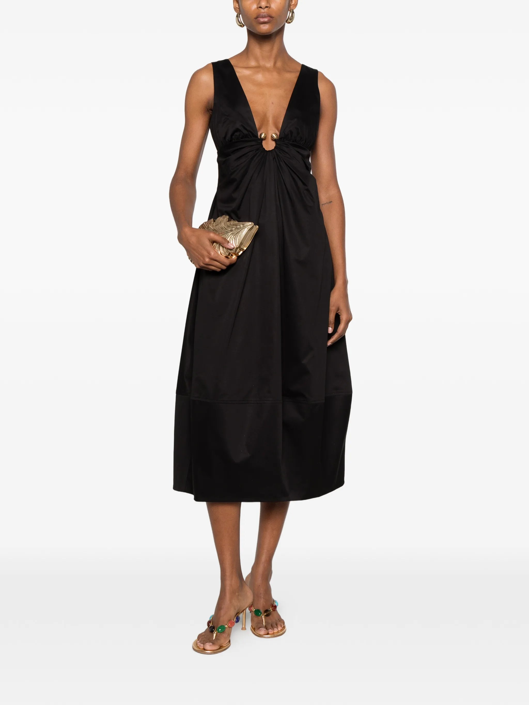 Ebisu ring-detail midi dress