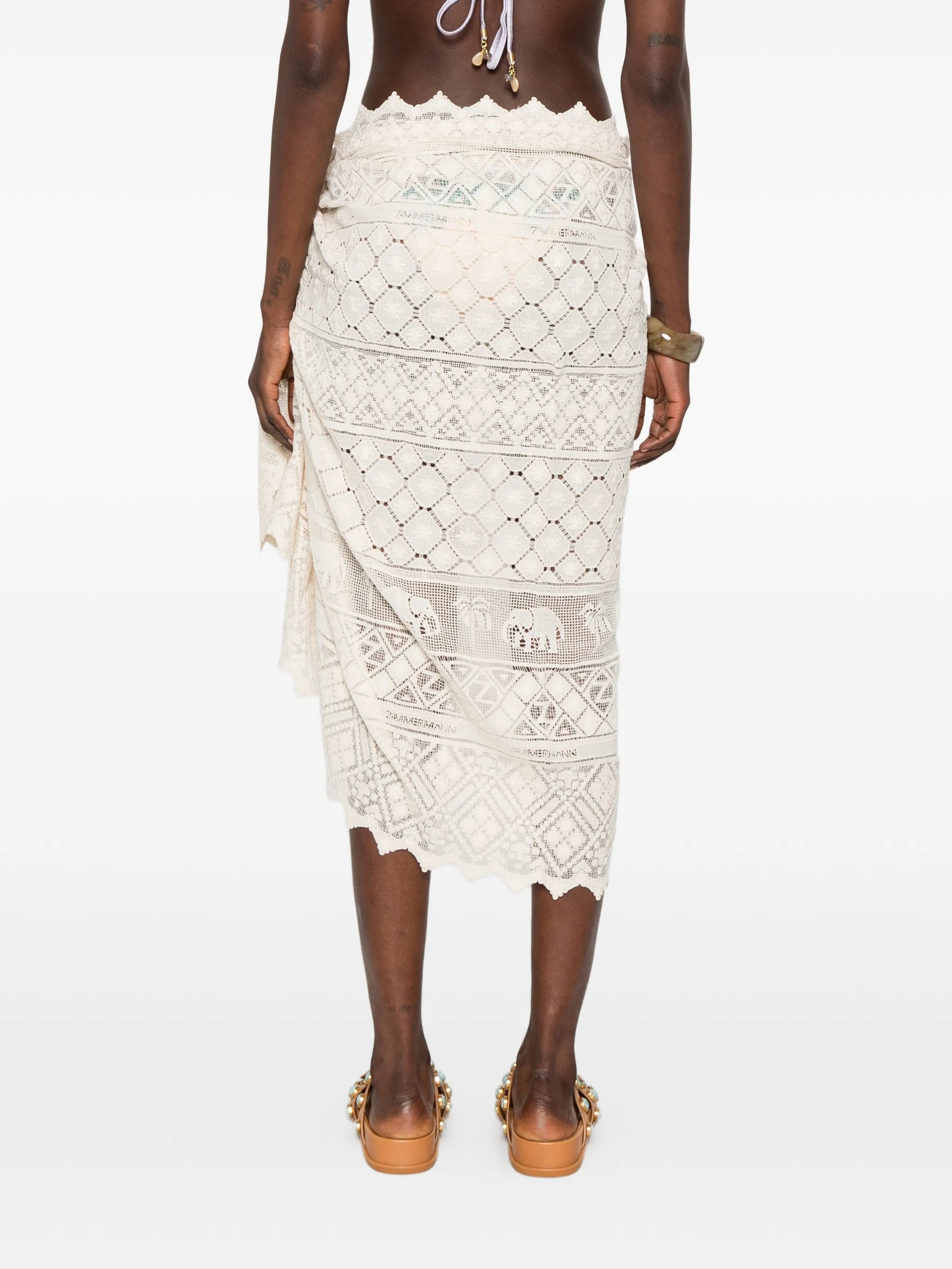 embroidered woven pareo skirt