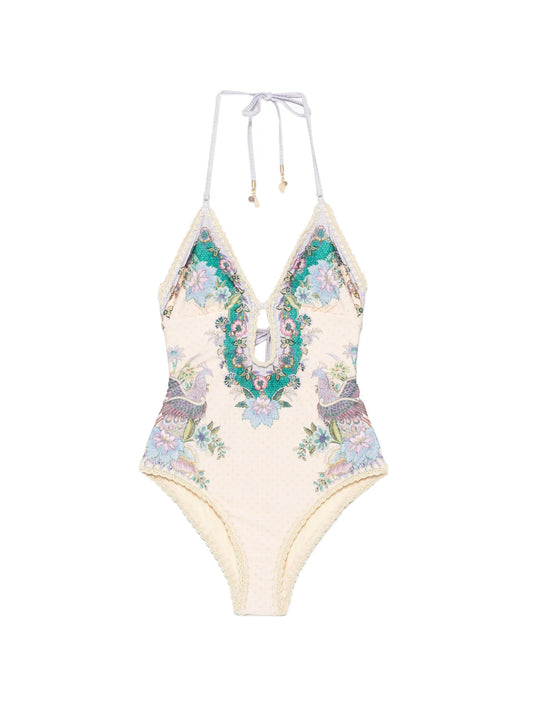 Indra crochet-detail swimsuit