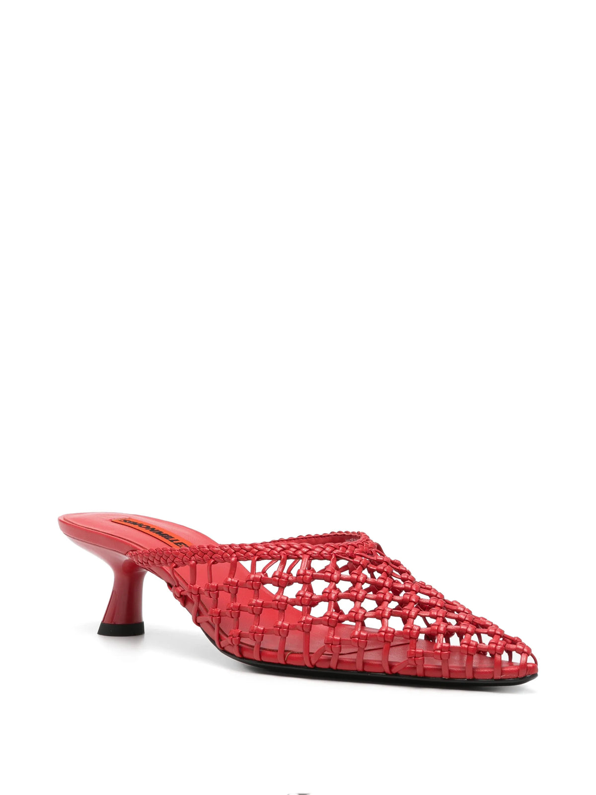 knotted Gala mules in lucky red