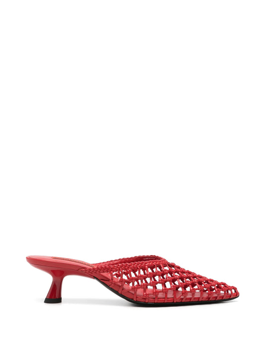 knotted Gala mules in lucky red