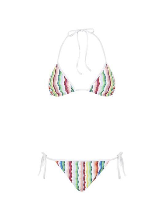 triangle bikini in terry cloth with zigzag print