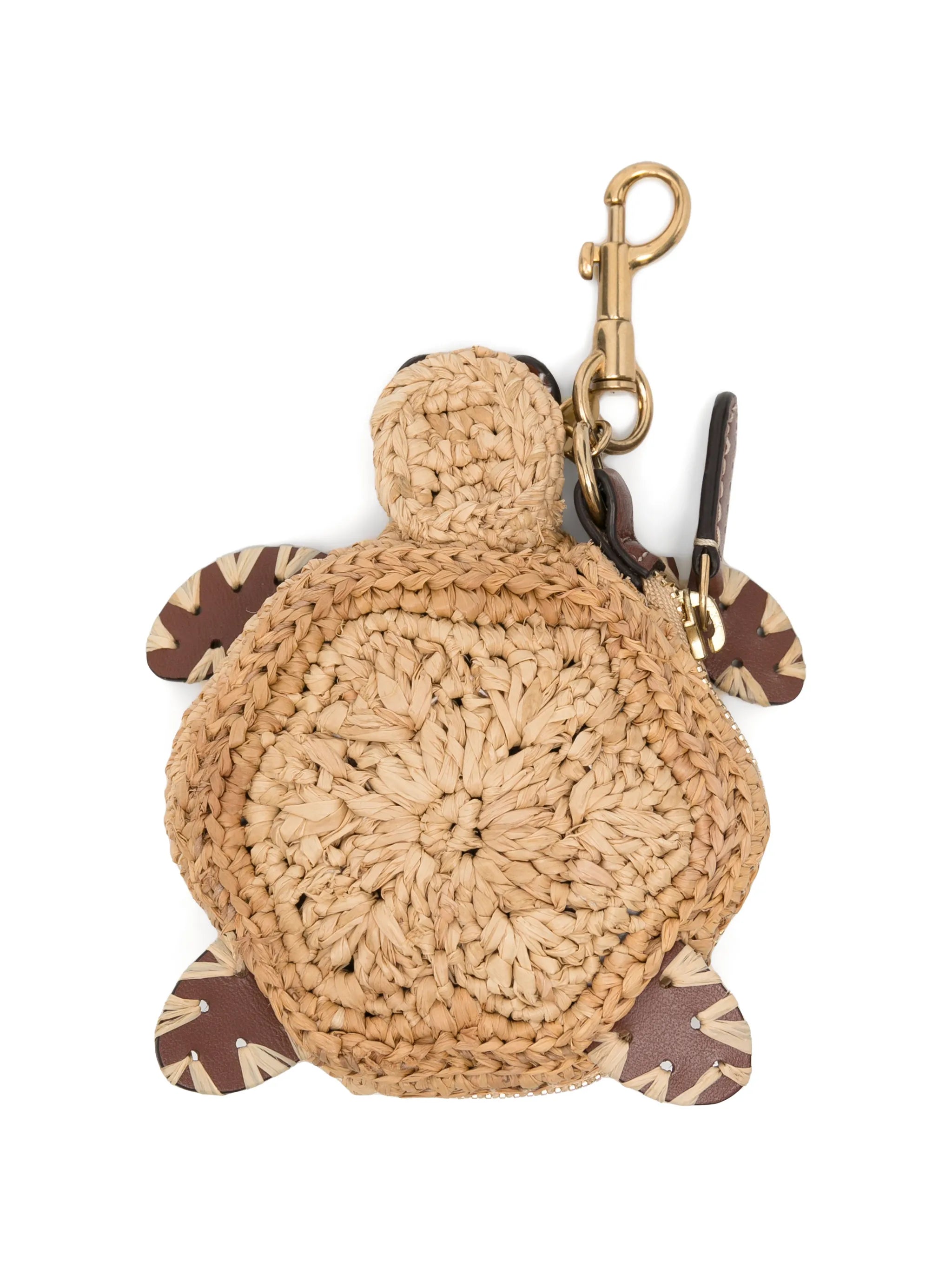raffia turtle earphone pouch in natural raffia