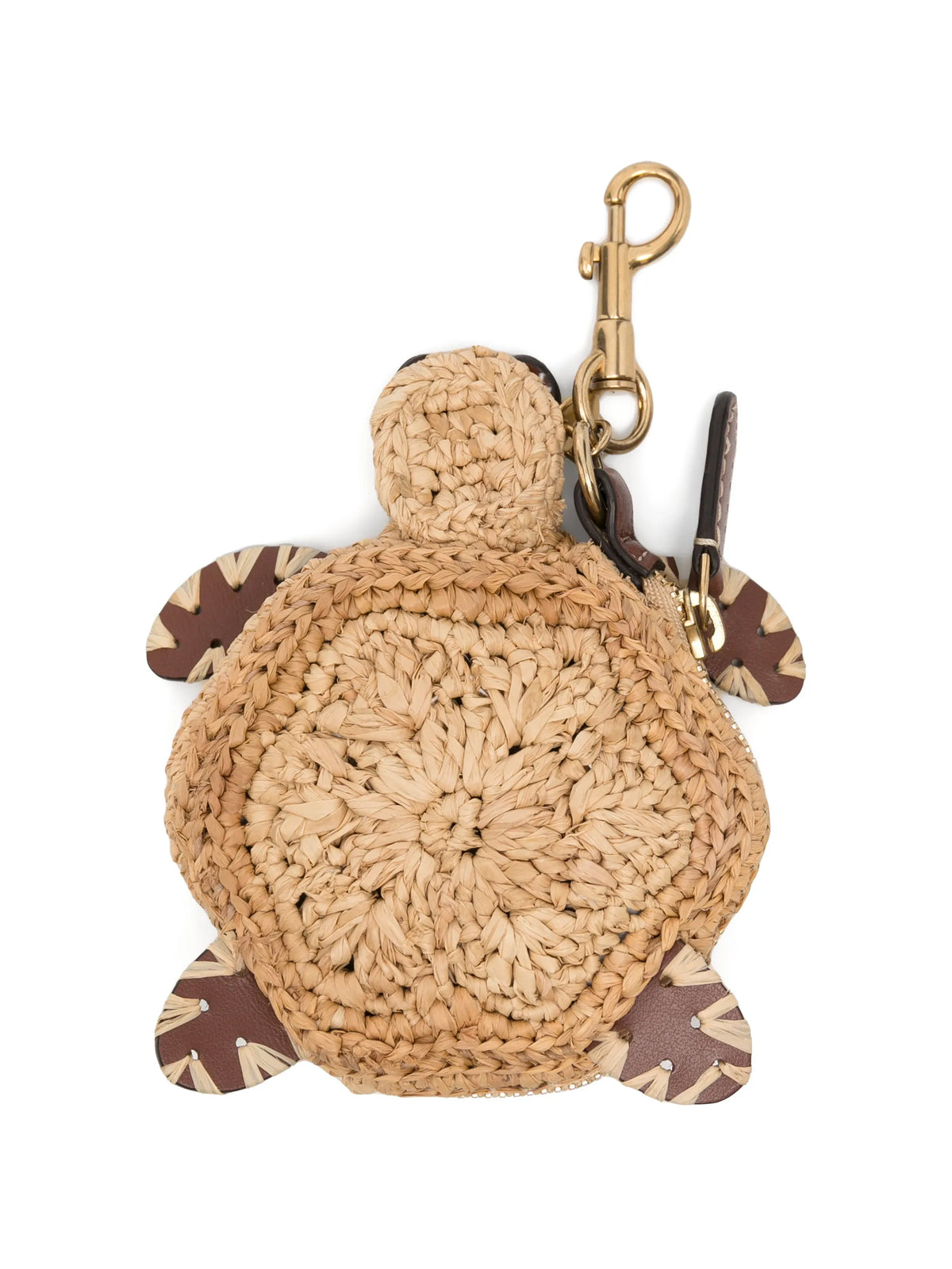 raffia turtle earphone pouch in natural raffia