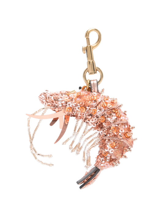 Shrimp sequin-embellished bag charm