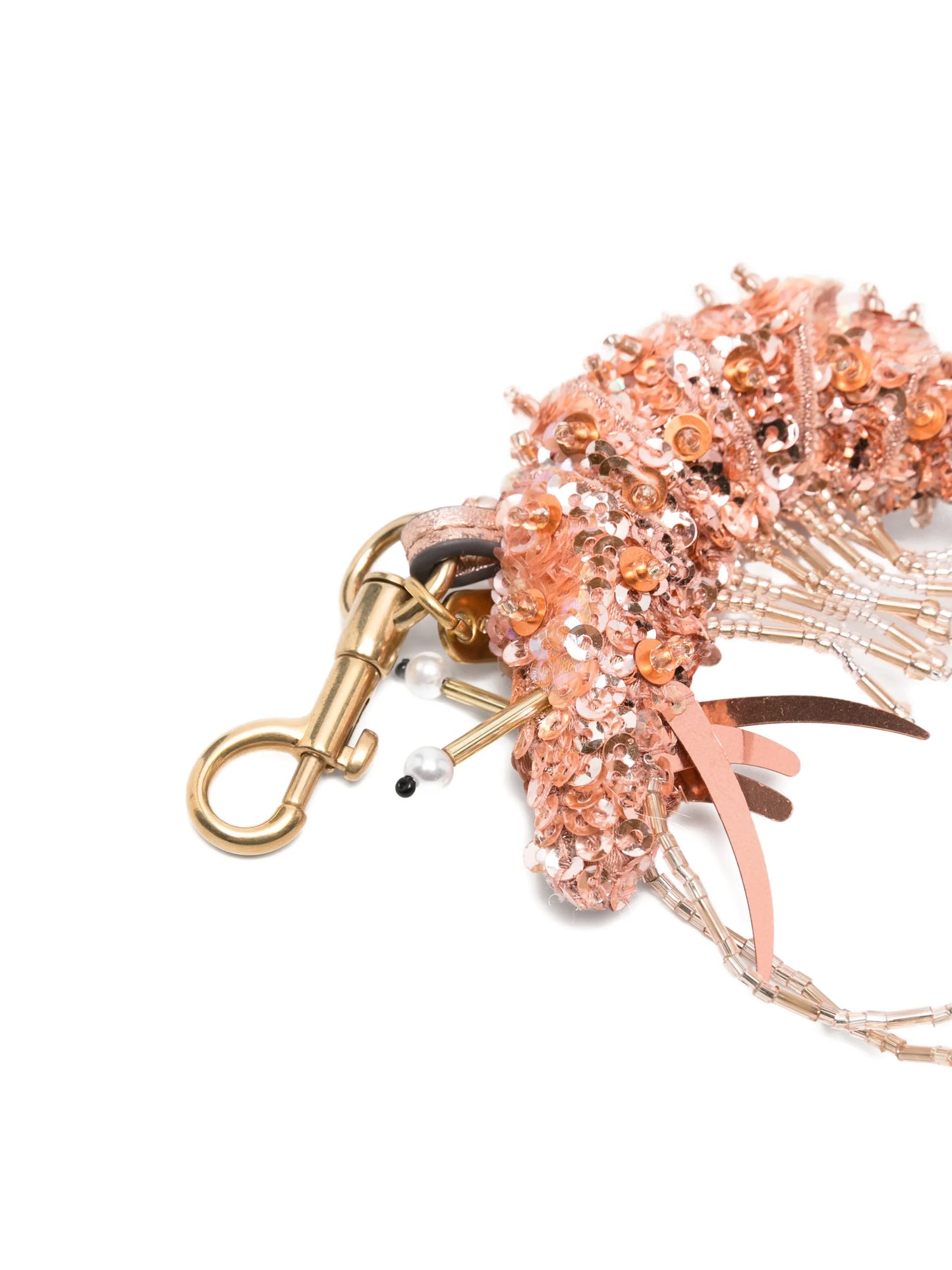 Shrimp sequin-embellished bag charm