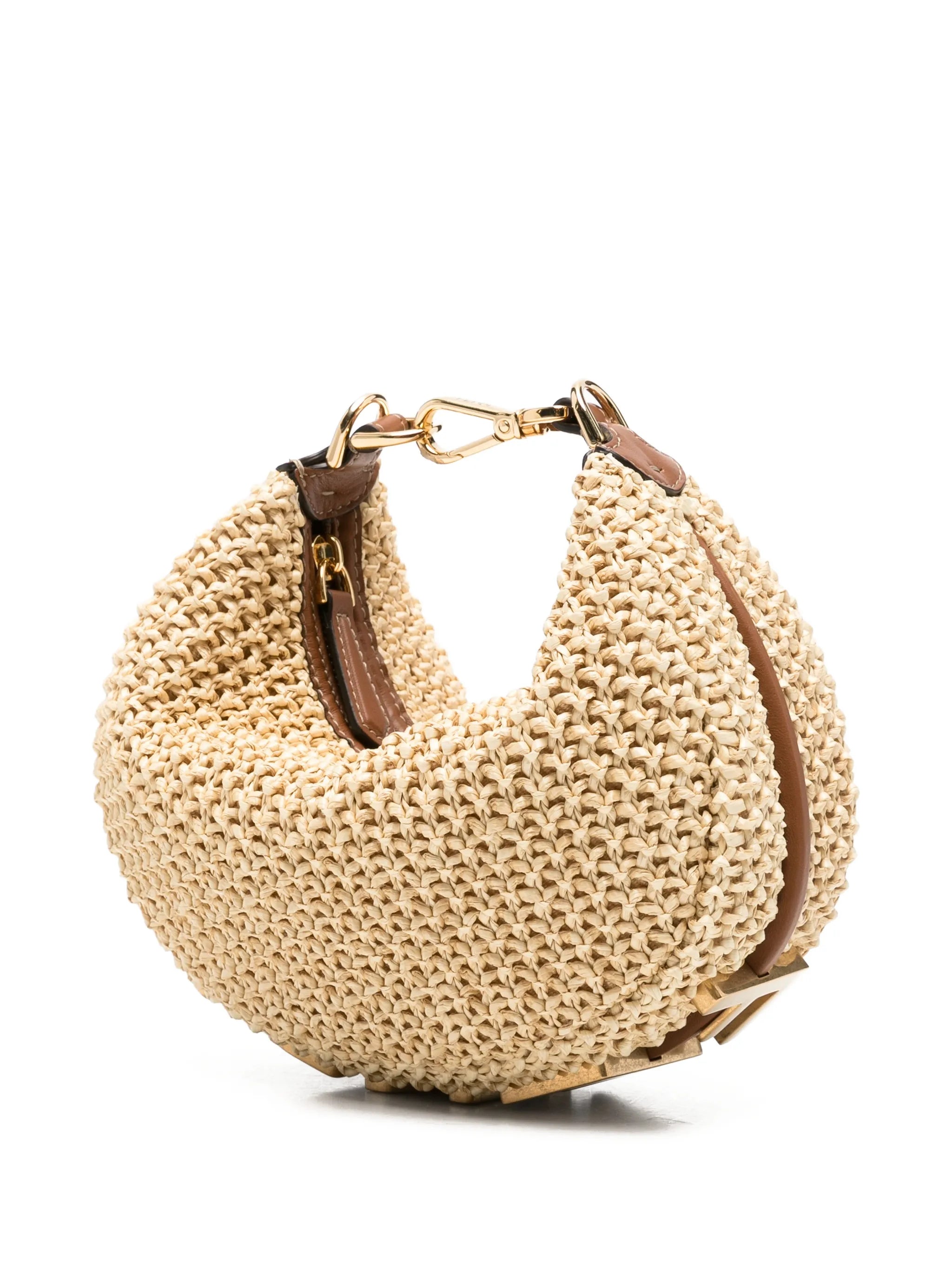 mini Fendigraph raffia tote bag