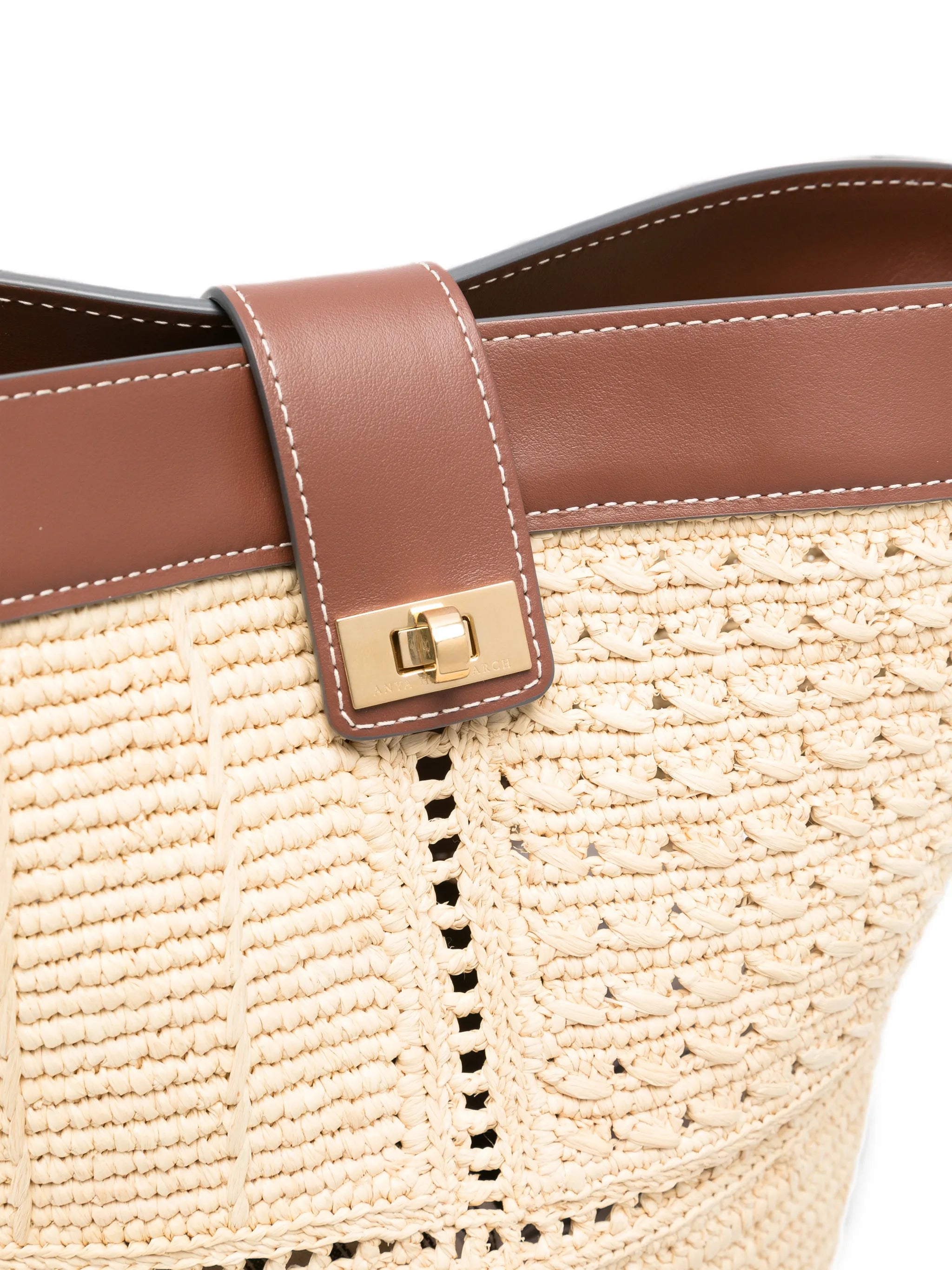 patchwork leather-trim bucket bag